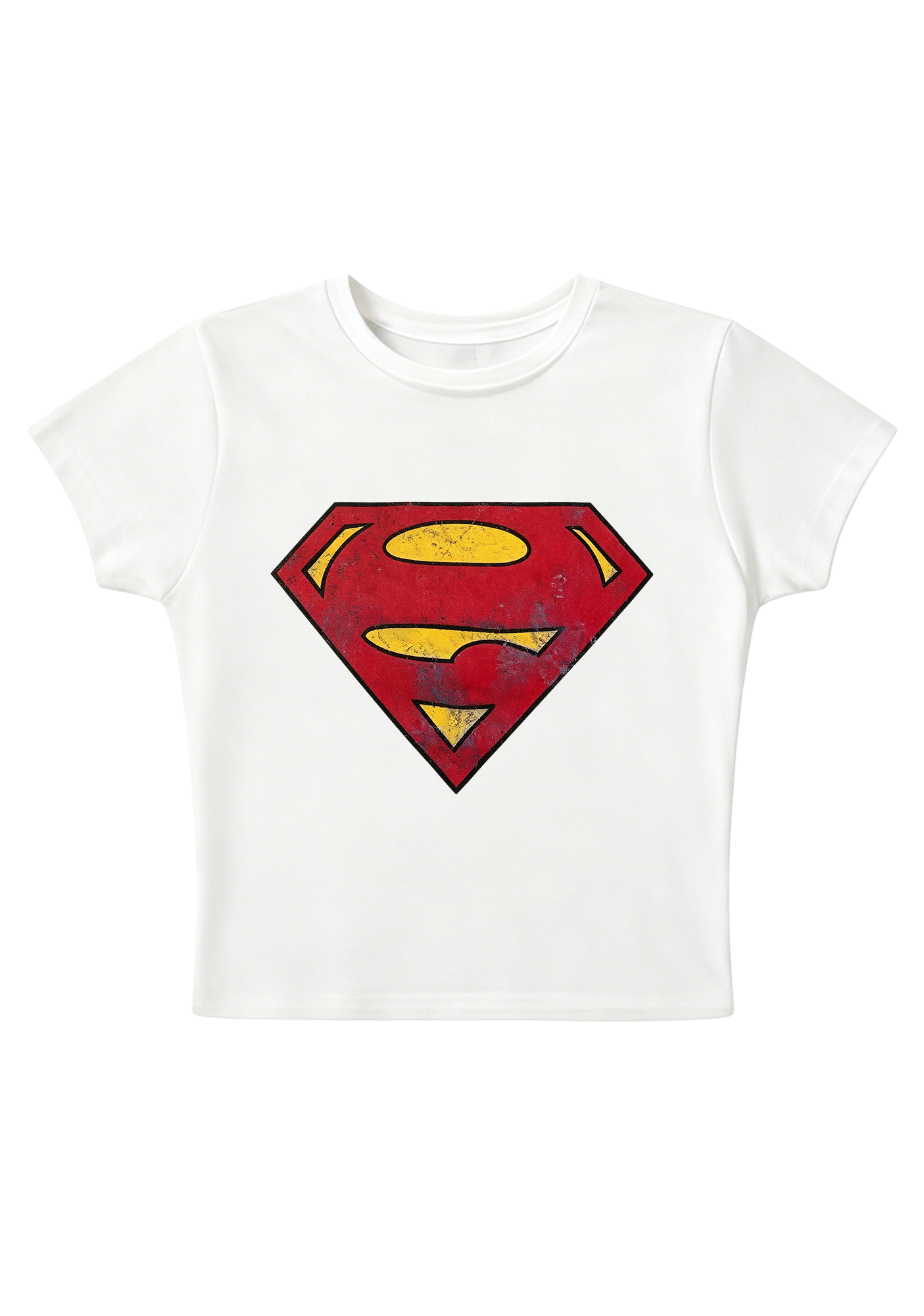 Distressed Vintage Superman Y2K Baby Tee