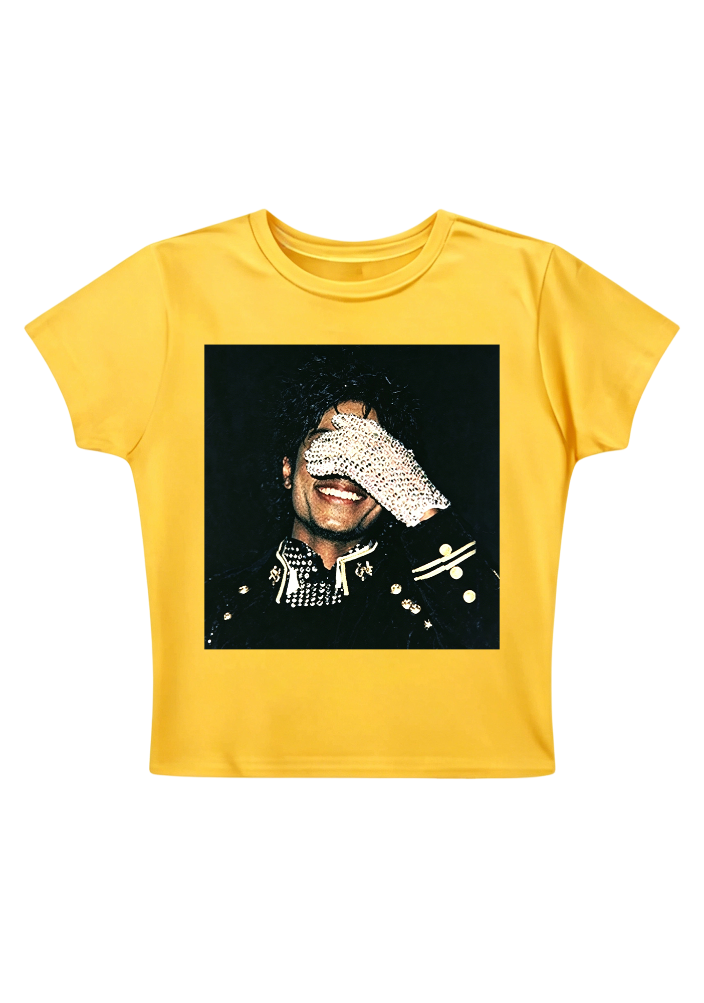 Michael Jackson Sparkly Glove Portrai Y2K Baby Tee