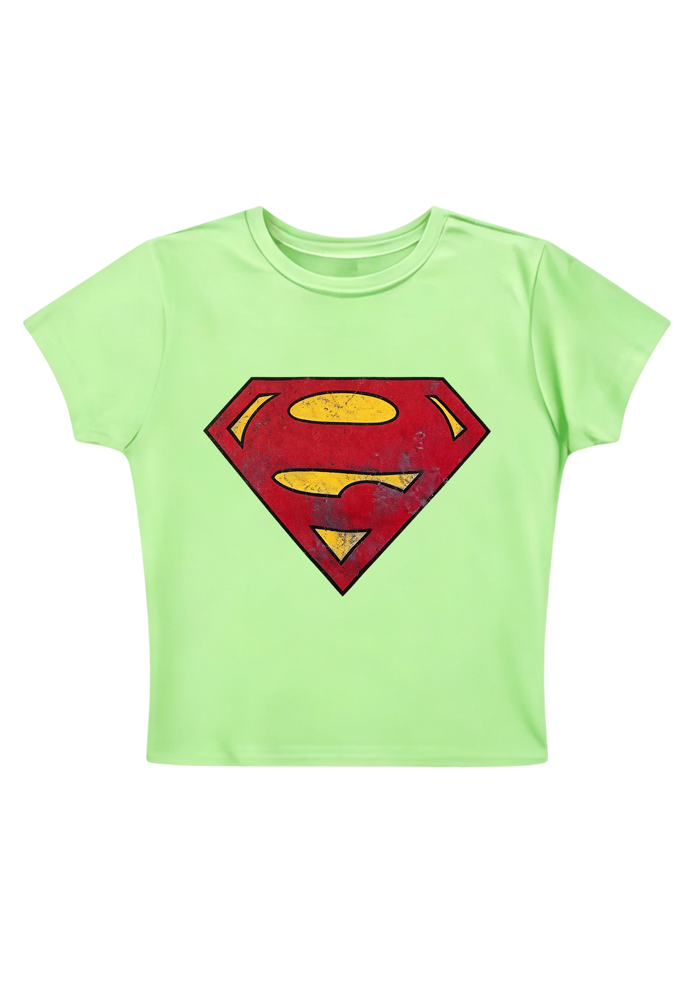 Distressed Vintage Superman Y2K Baby Tee