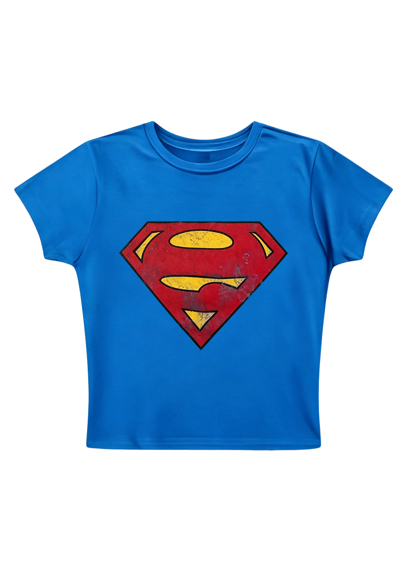 Distressed Vintage Superman Y2K Baby Tee