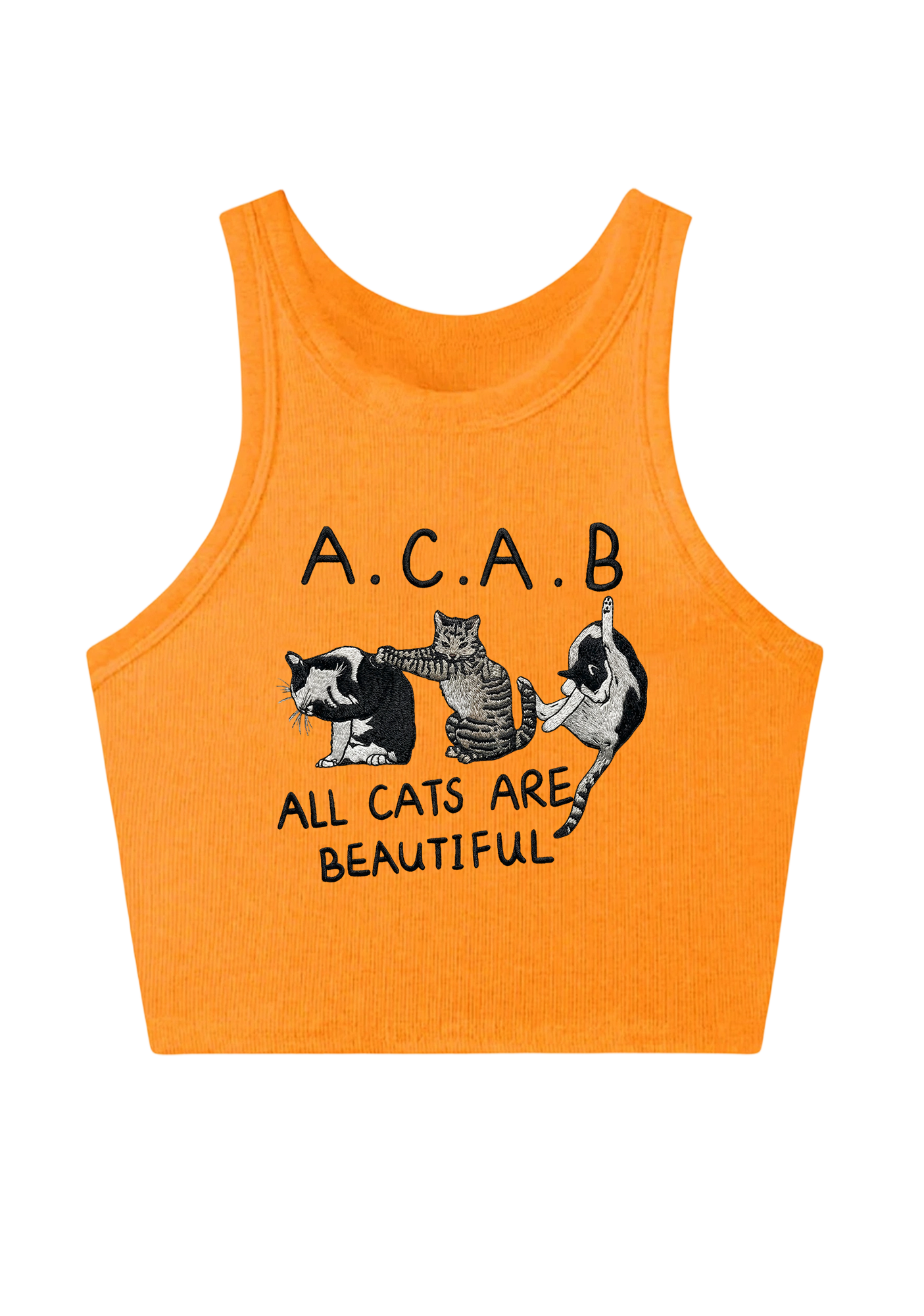All Cats Are Beautiful Embroidery Y2K Crop Tank Top