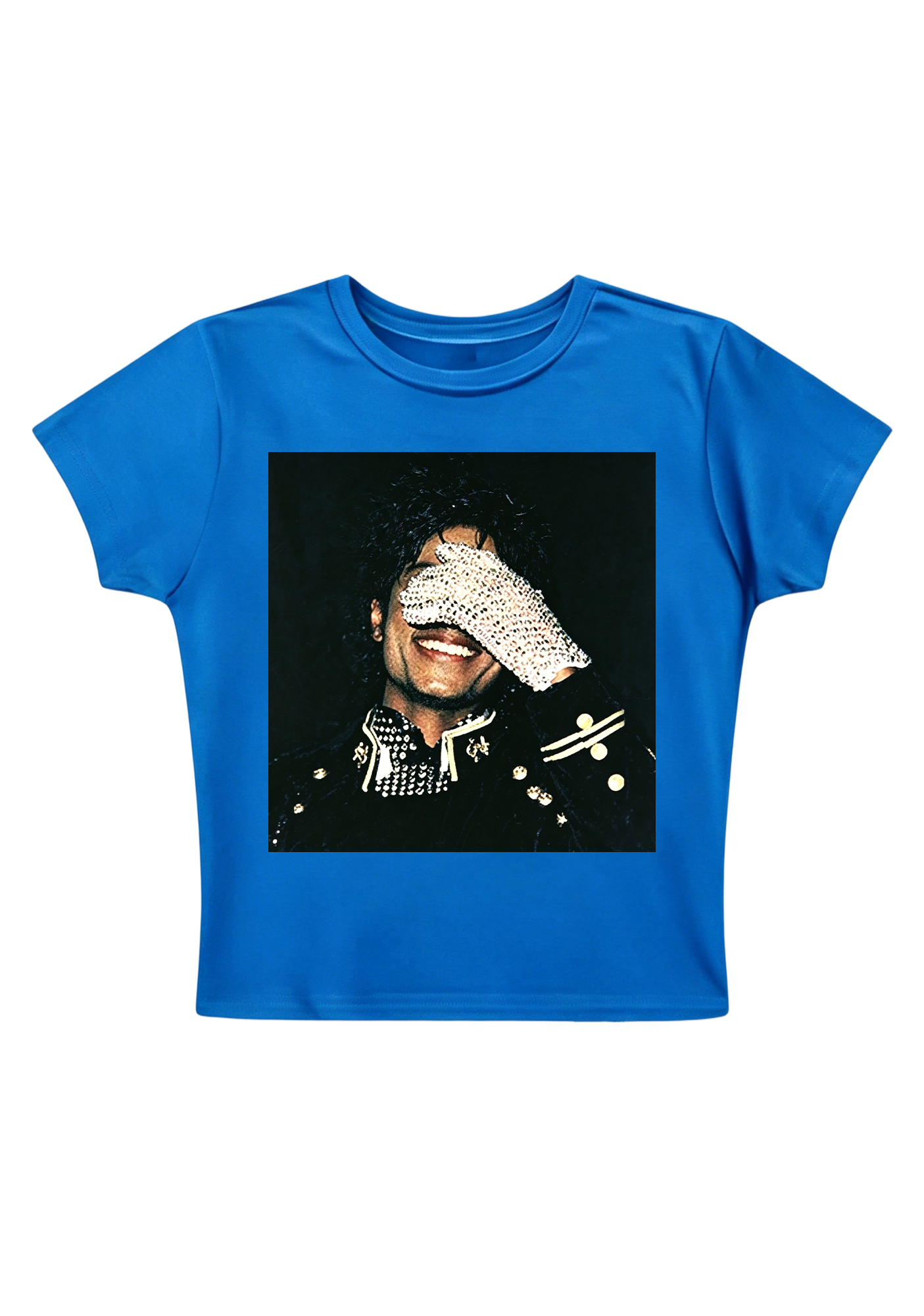 Michael Jackson Sparkly Glove Portrai Y2K Baby Tee