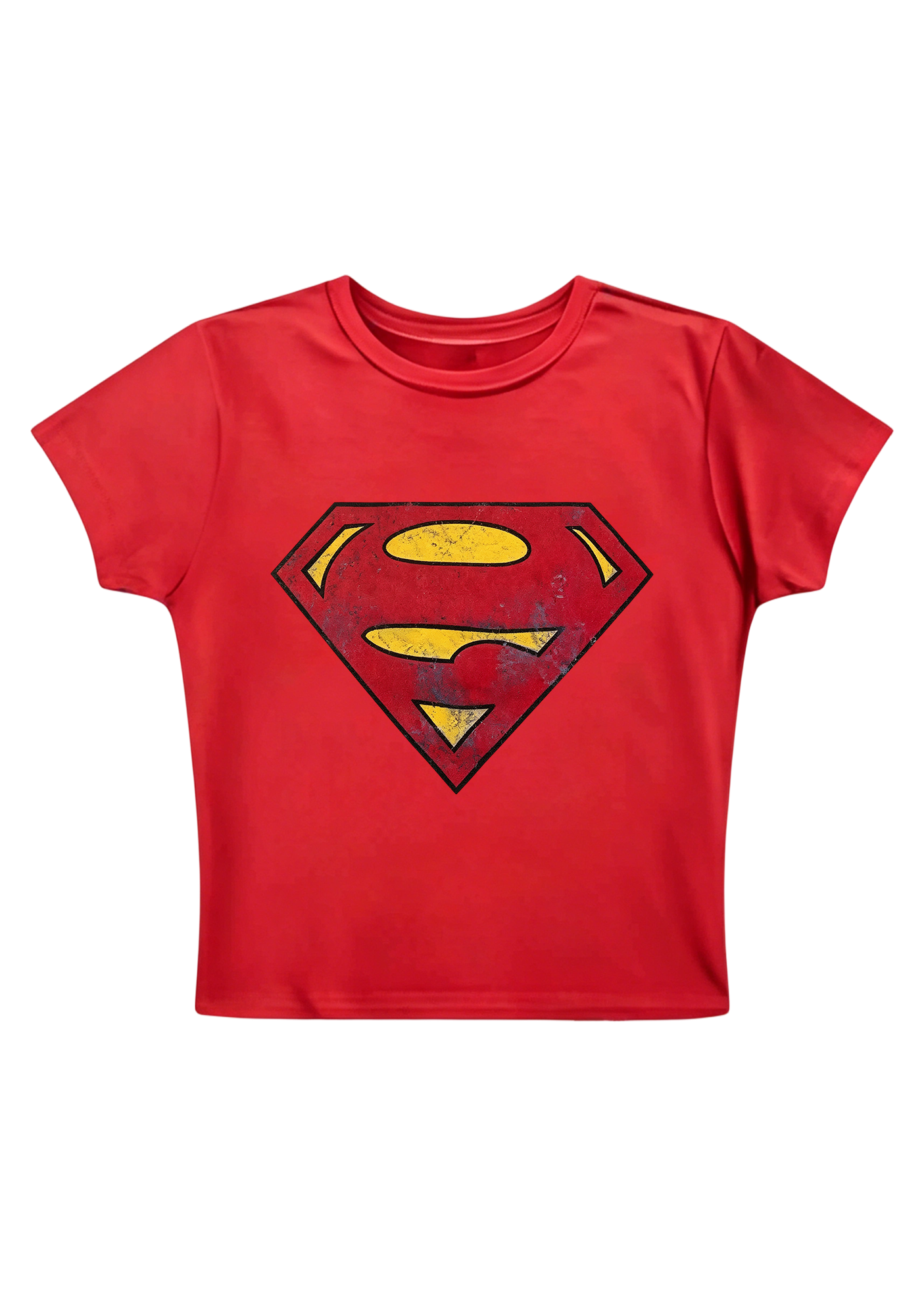 Distressed Vintage Superman Y2K Baby Tee