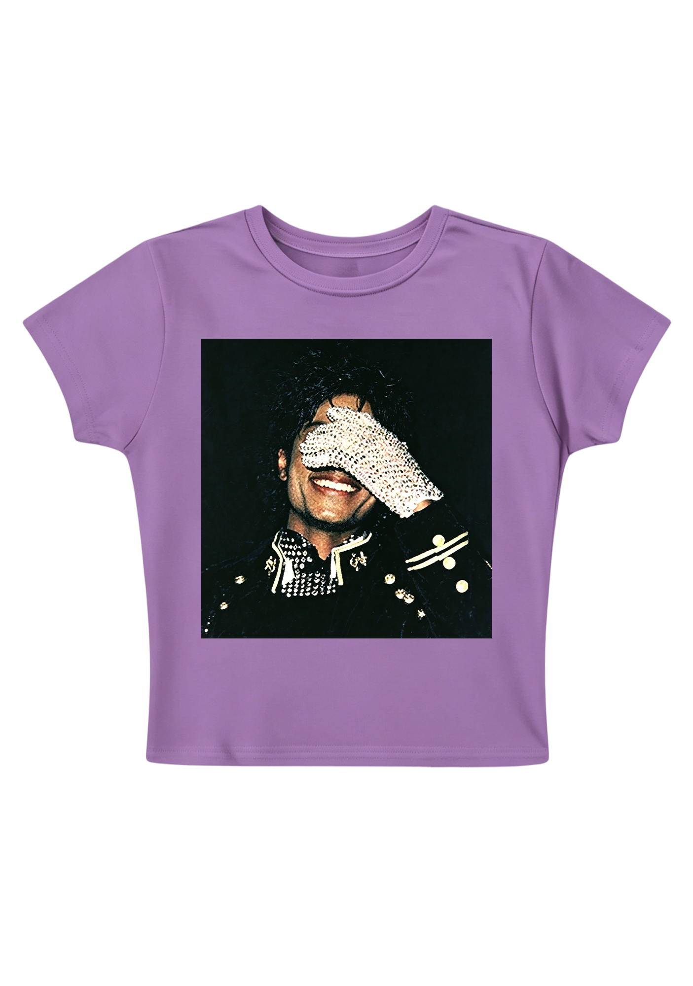 Michael Jackson Sparkly Glove Portrai Y2K Baby Tee