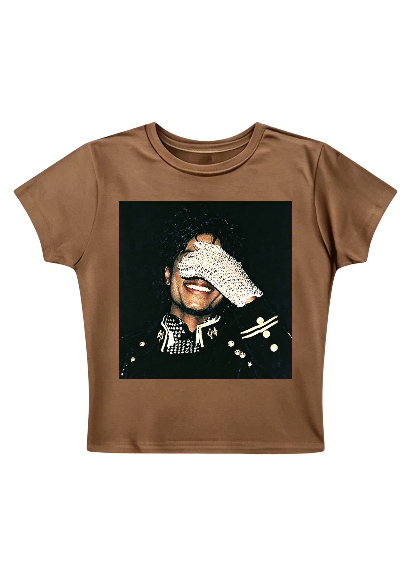 Michael Jackson Sparkly Glove Portrai Y2K Baby Tee