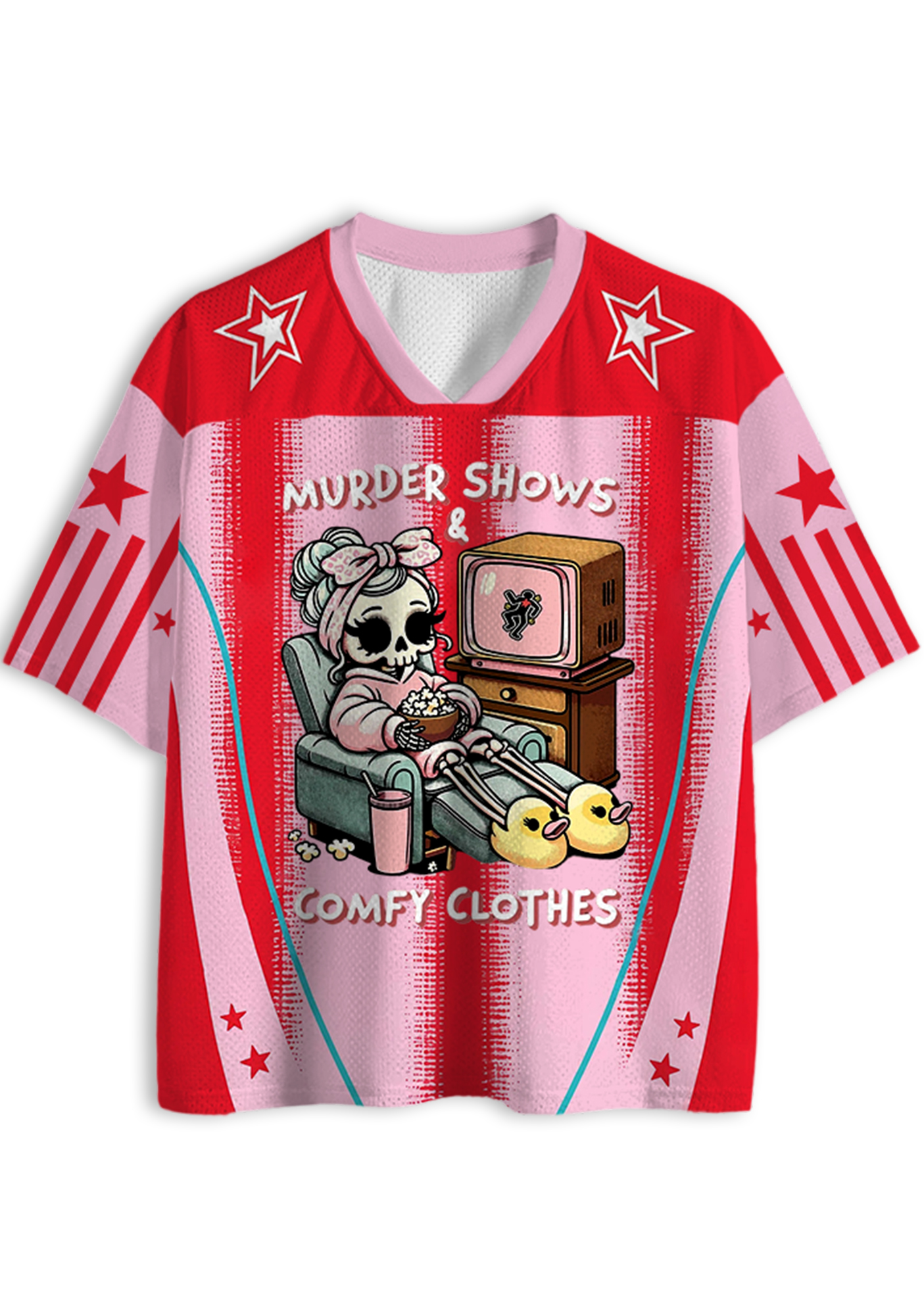 Murder Shows & Comfy Clothes Skeleton Y2K Jersey Shirts
