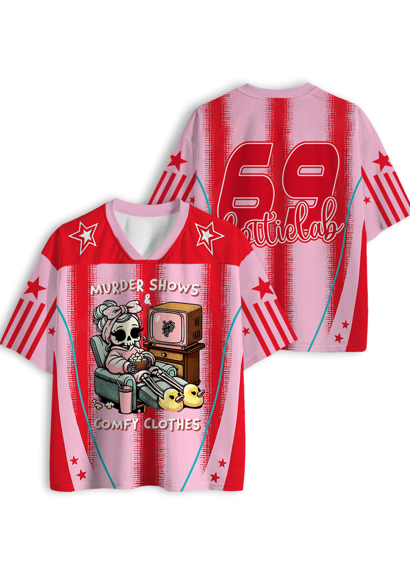 Murder Shows & Comfy Clothes Skeleton Y2K Jersey Shirts