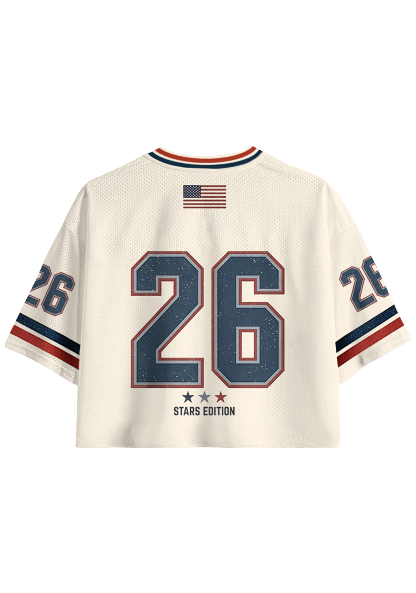 USA Star Trophy Graphic Cropped Mesh Jersey Shirt