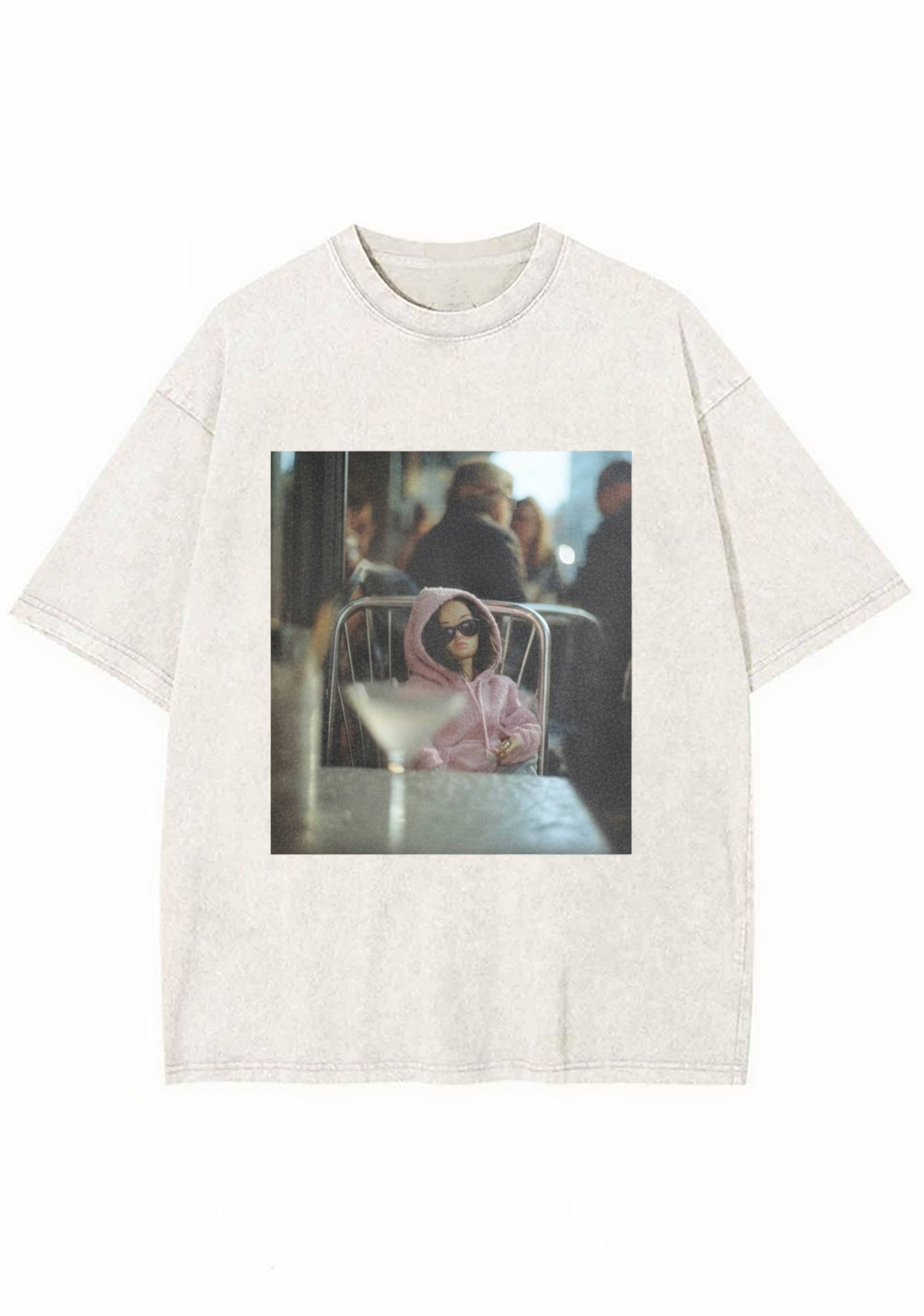 Moody Barbie at the Cafe Washed T-Shirt