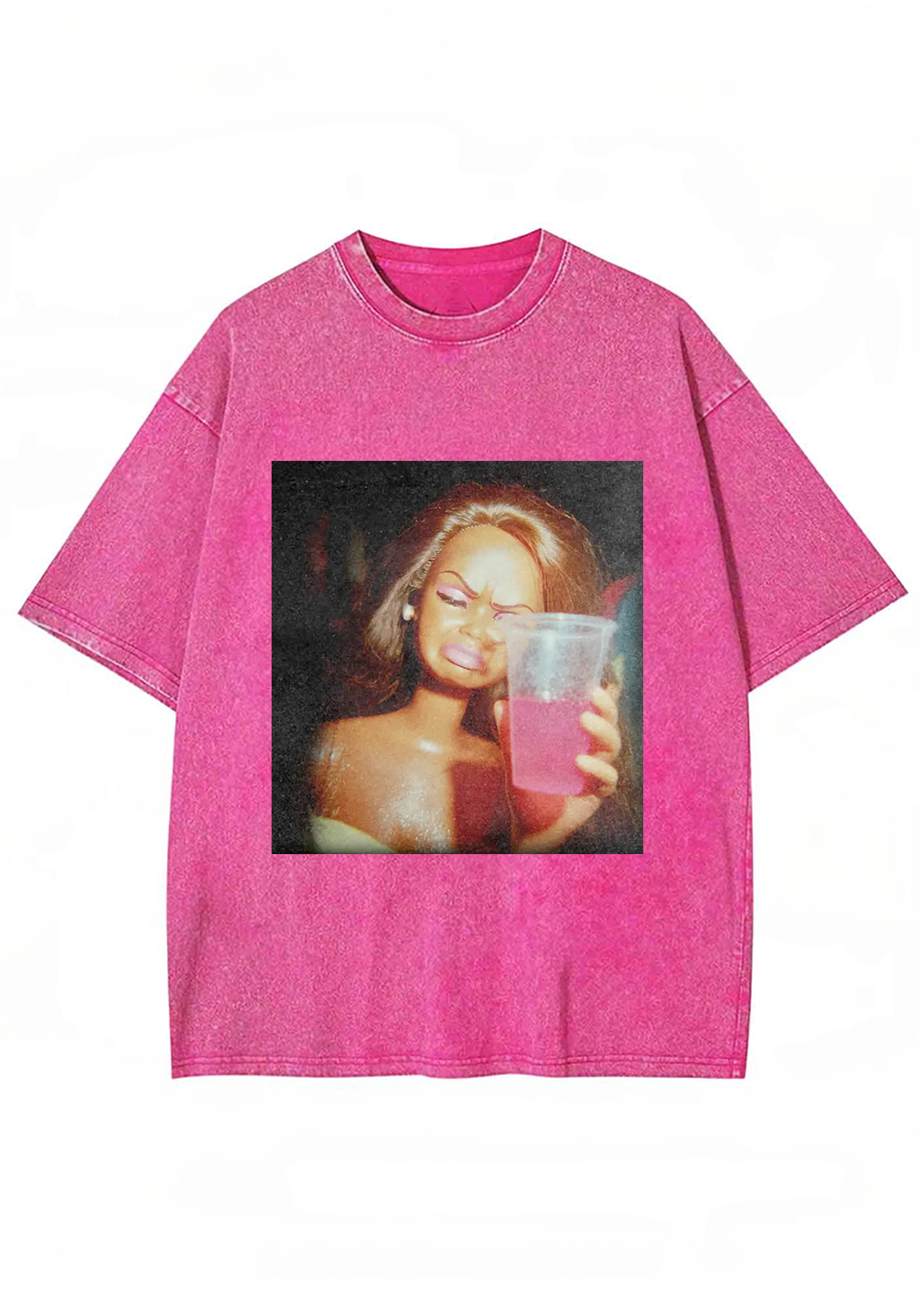 Vintage Drunk Party Barbie Pink Drink Meme Y2K Washed Tee