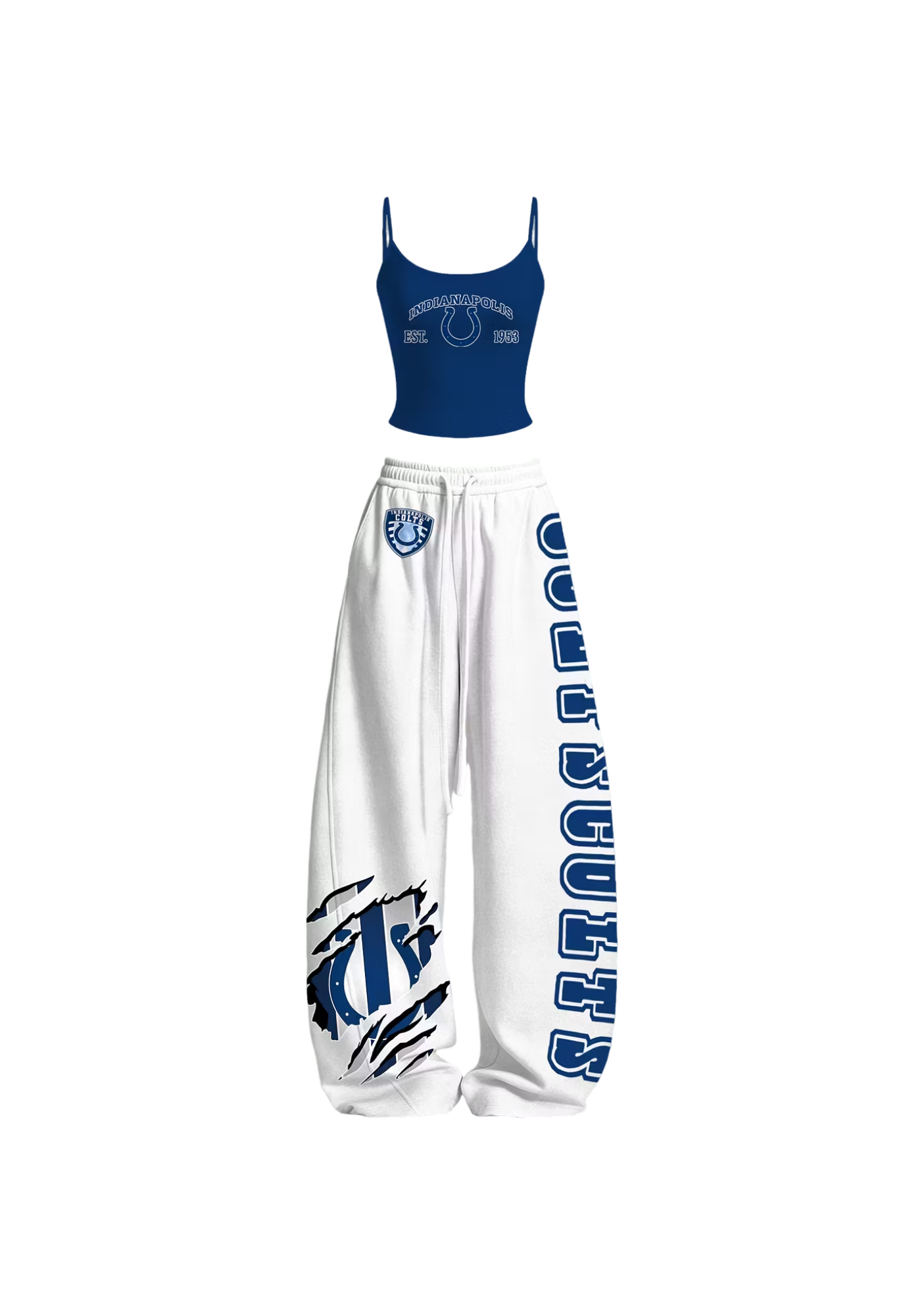 Indianapolis Colts Horseshoe Claw Print Tops & Elasticated Trousers Two-Piece Set