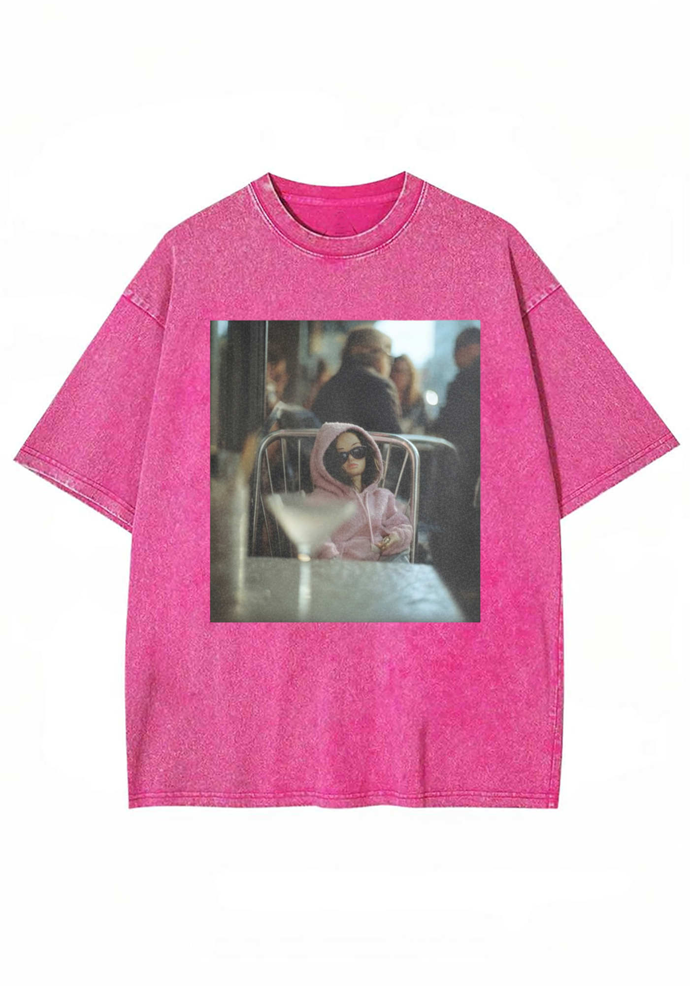 Moody Barbie at the Cafe Washed T-Shirt