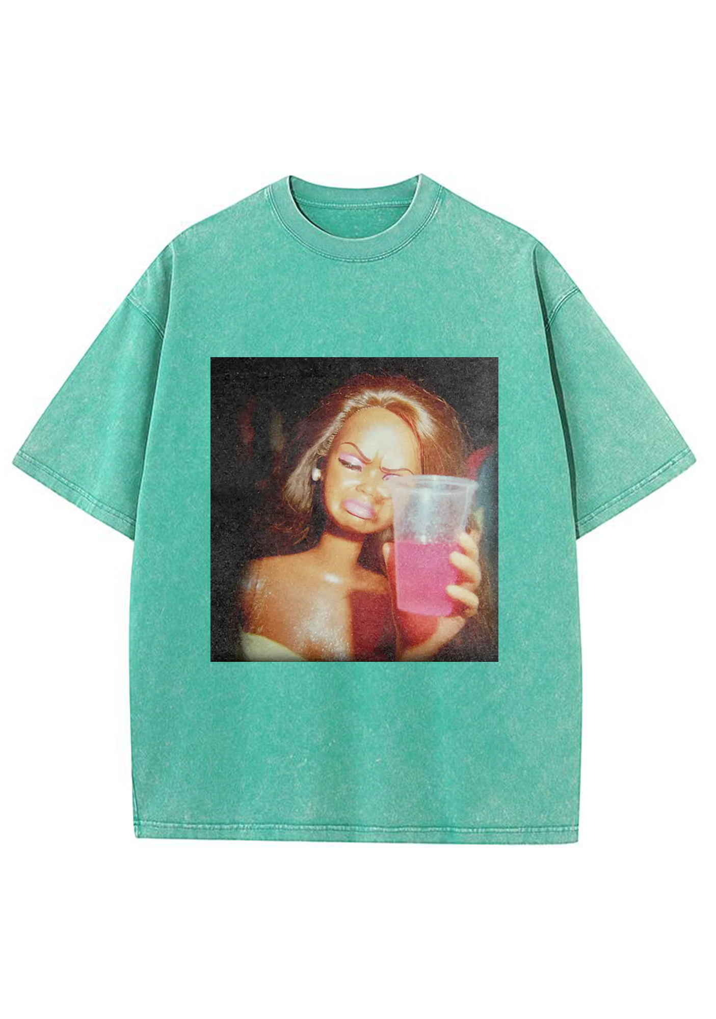Vintage Drunk Party Barbie Pink Drink Meme Y2K Washed Tee