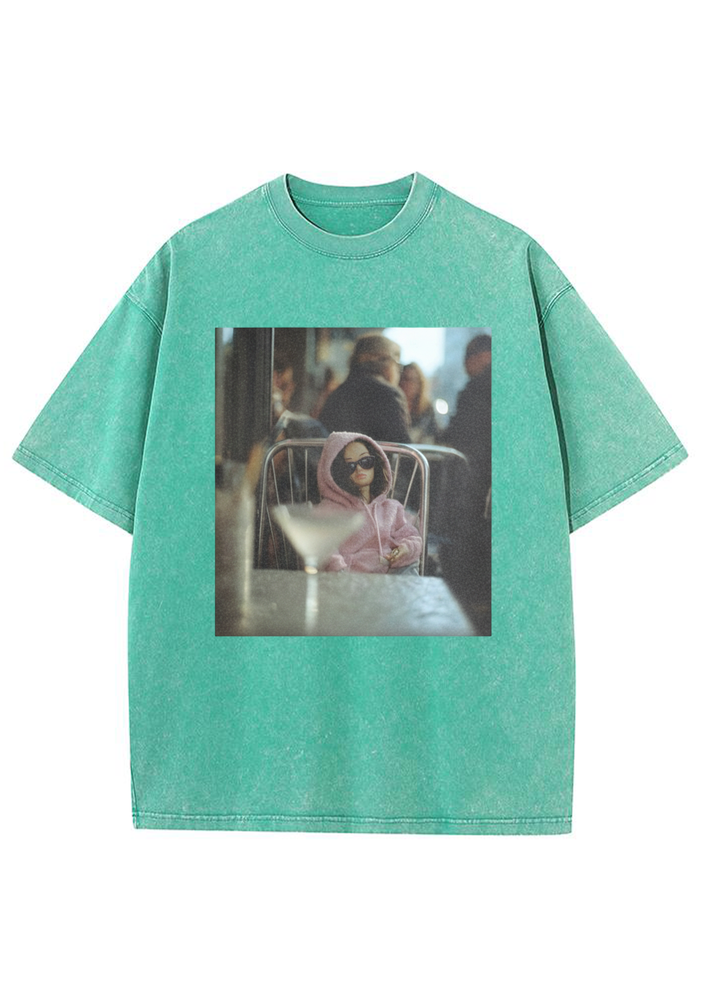 Moody Barbie at the Cafe Washed T-Shirt