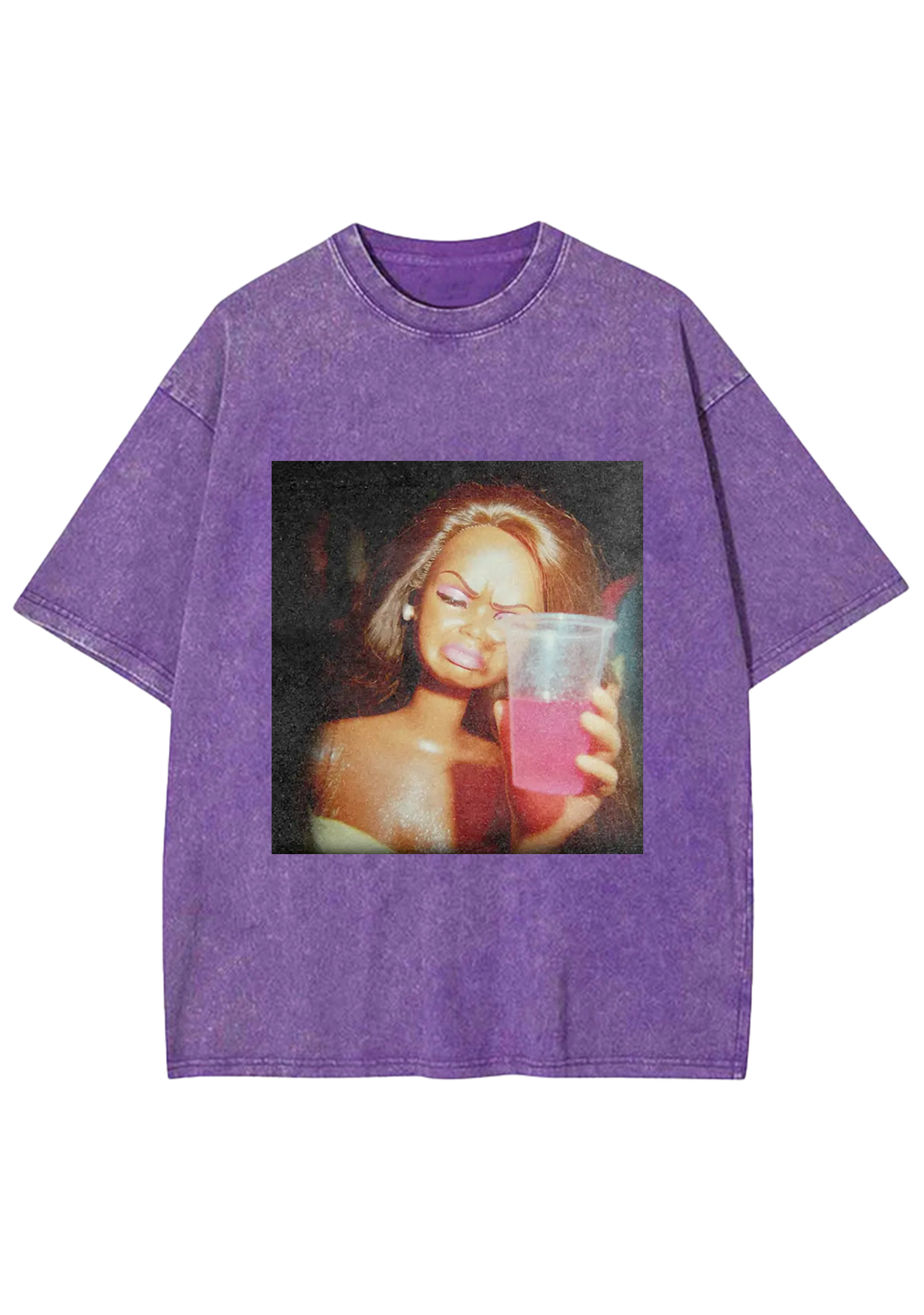 Vintage Drunk Party Barbie Pink Drink Meme Y2K Washed Tee