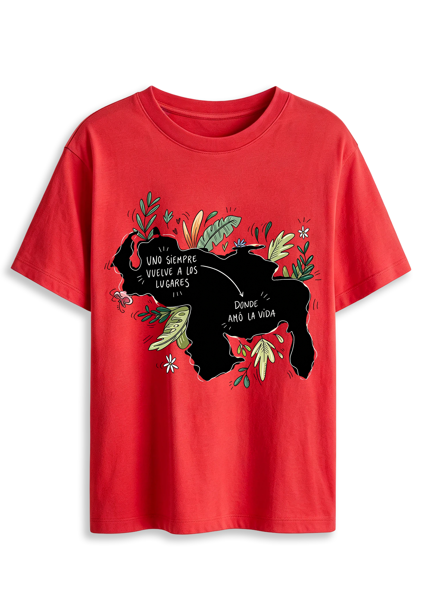 Venezuela Map Floral Graphic Graphic T-Shirt
