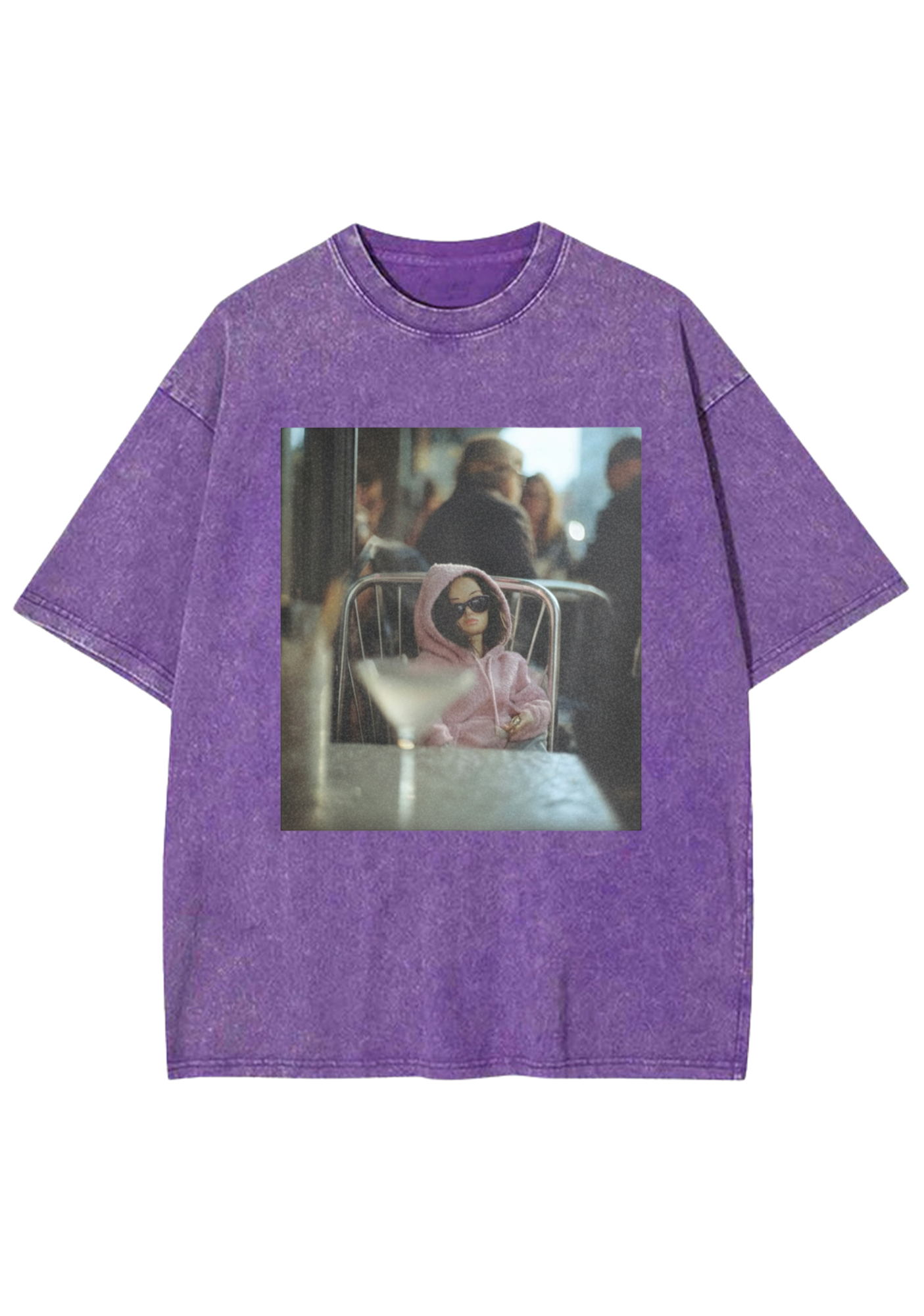 Moody Barbie at the Cafe Washed T-Shirt