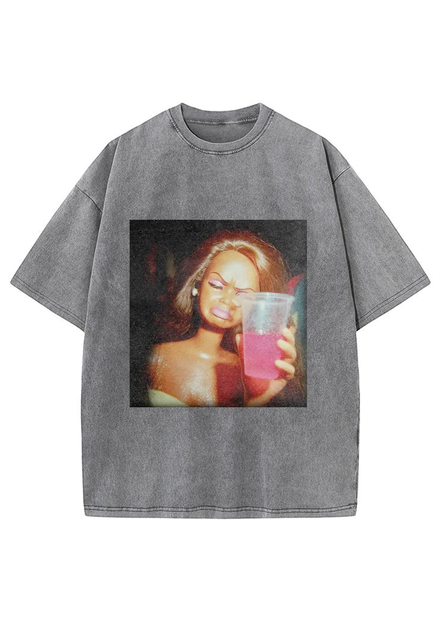 Vintage Drunk Party Barbie Pink Drink Meme Y2K Washed Tee