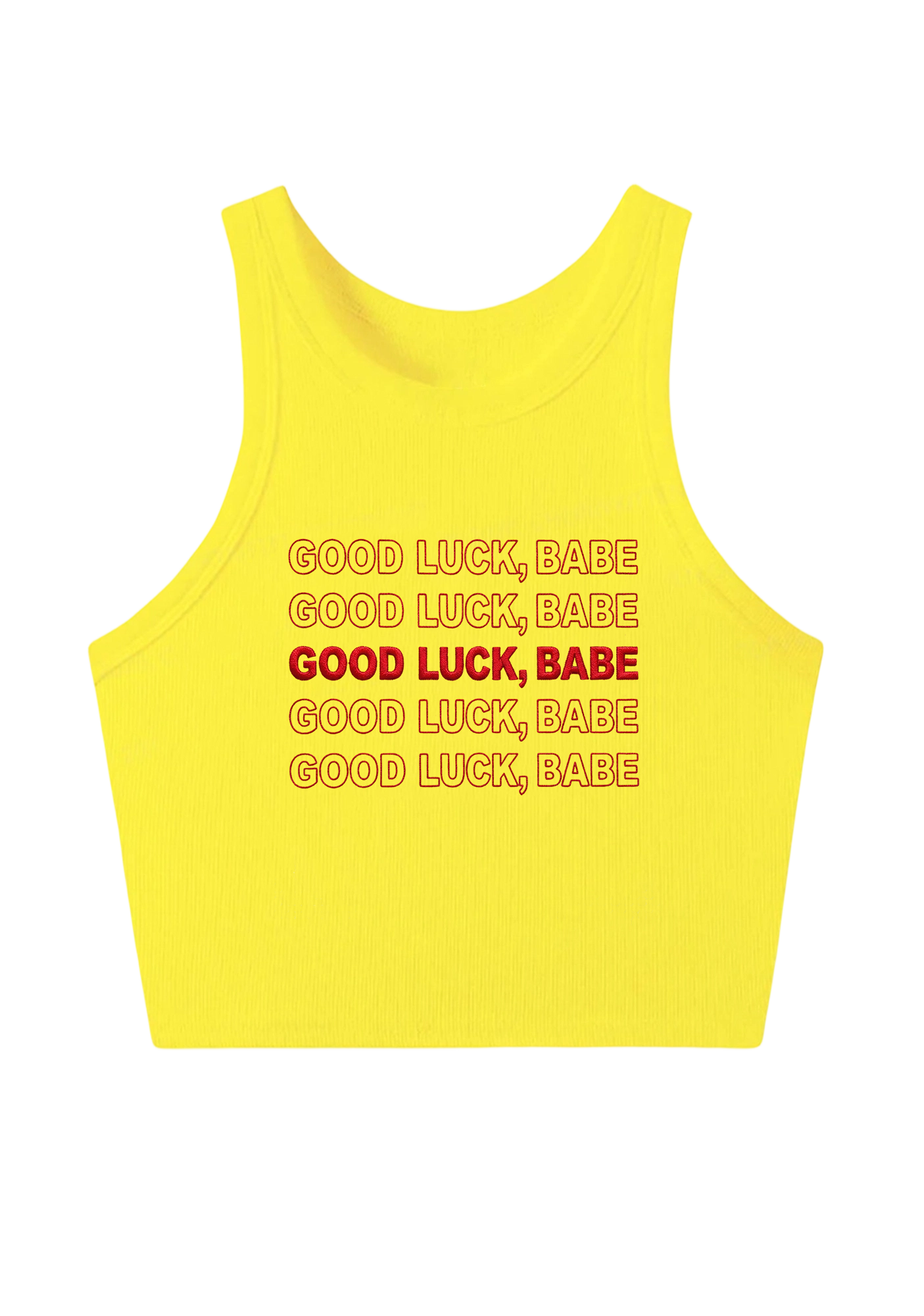 Good Luck Babe Embroidery Y2K Crop Tank Top