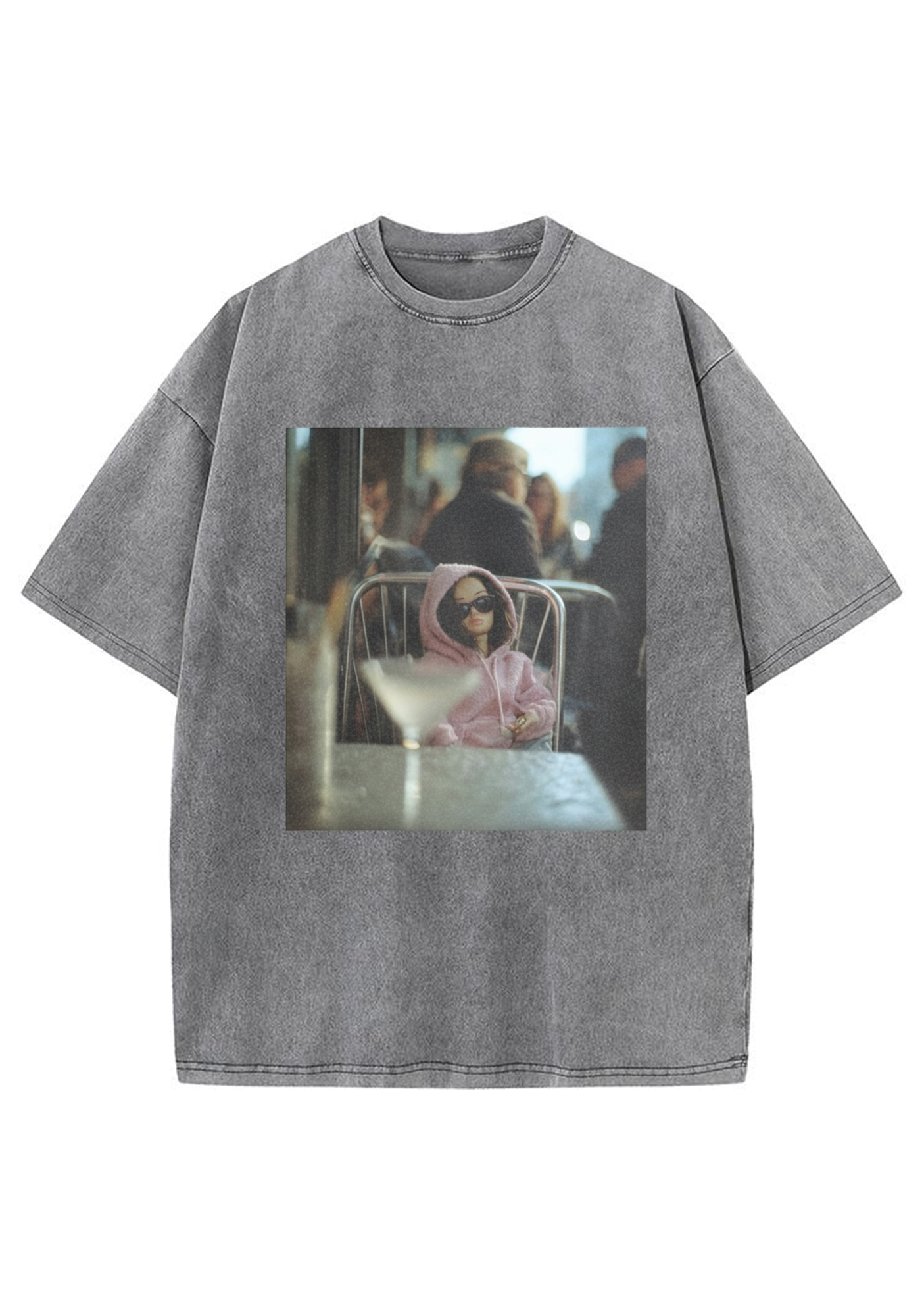 Moody Barbie at the Cafe Washed T-Shirt