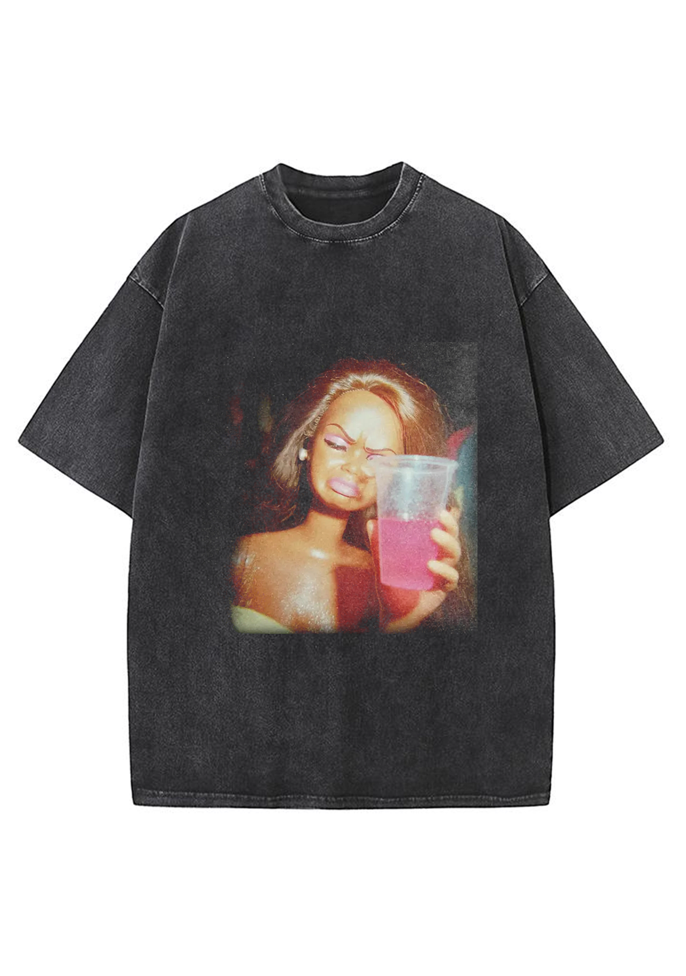 Vintage Drunk Party Barbie Pink Drink Meme Y2K Washed Tee