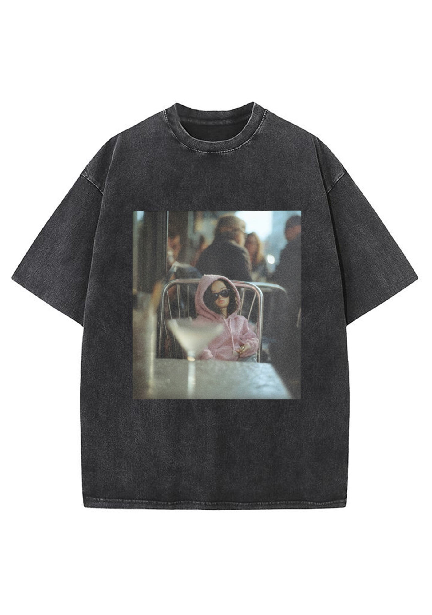 Moody Barbie at the Cafe Washed T-Shirt