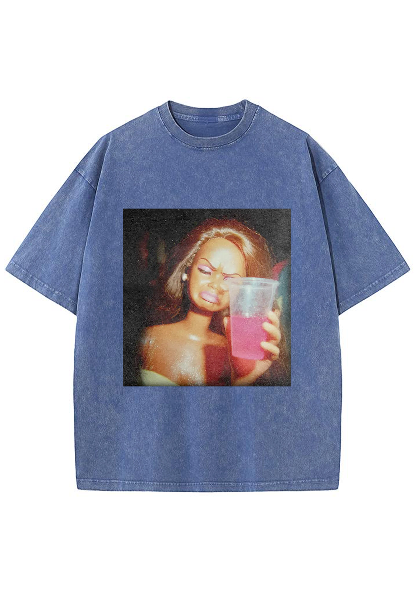 Vintage Drunk Party Barbie Pink Drink Meme Y2K Washed Tee