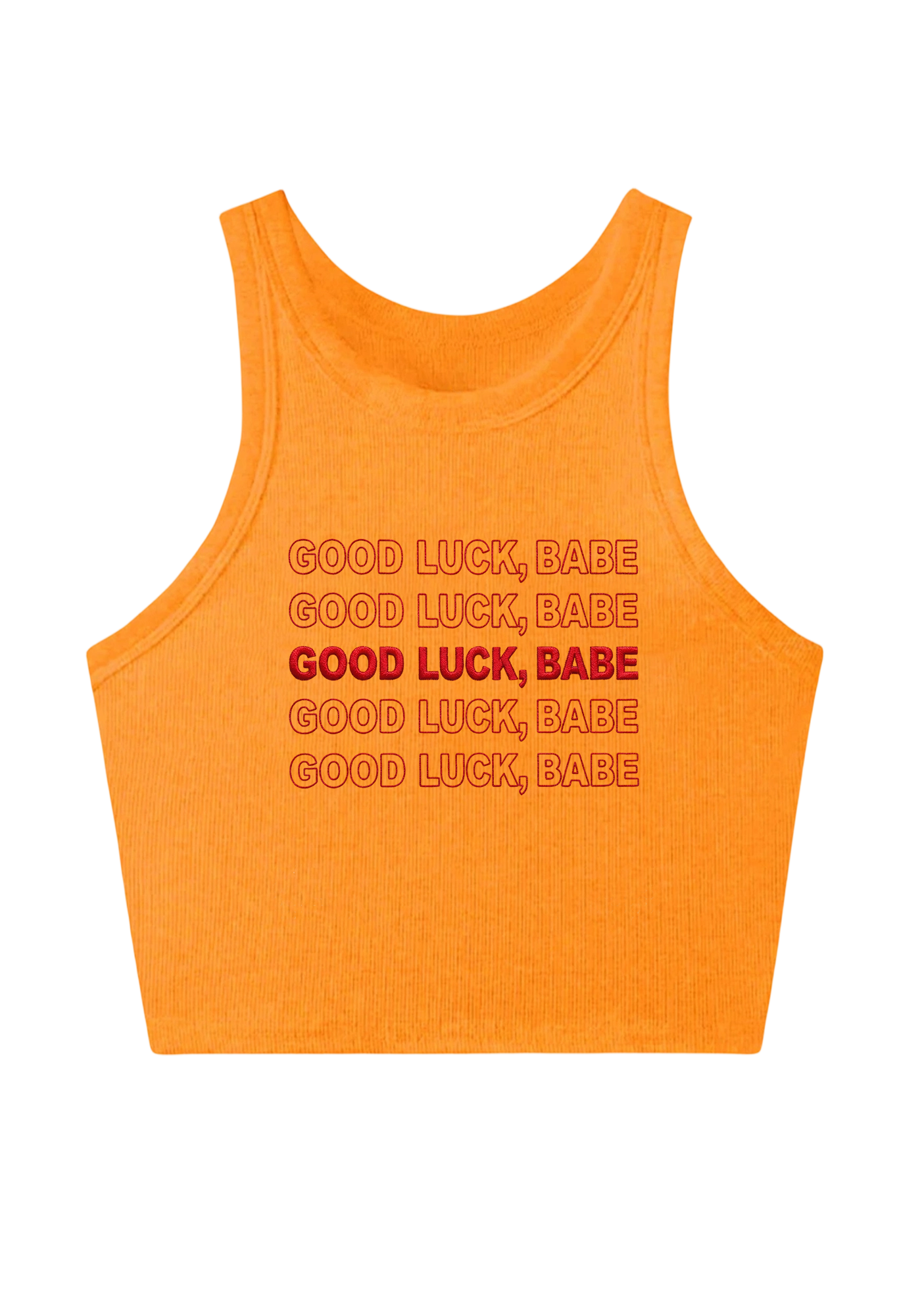 Good Luck Babe Embroidery Y2K Crop Tank Top