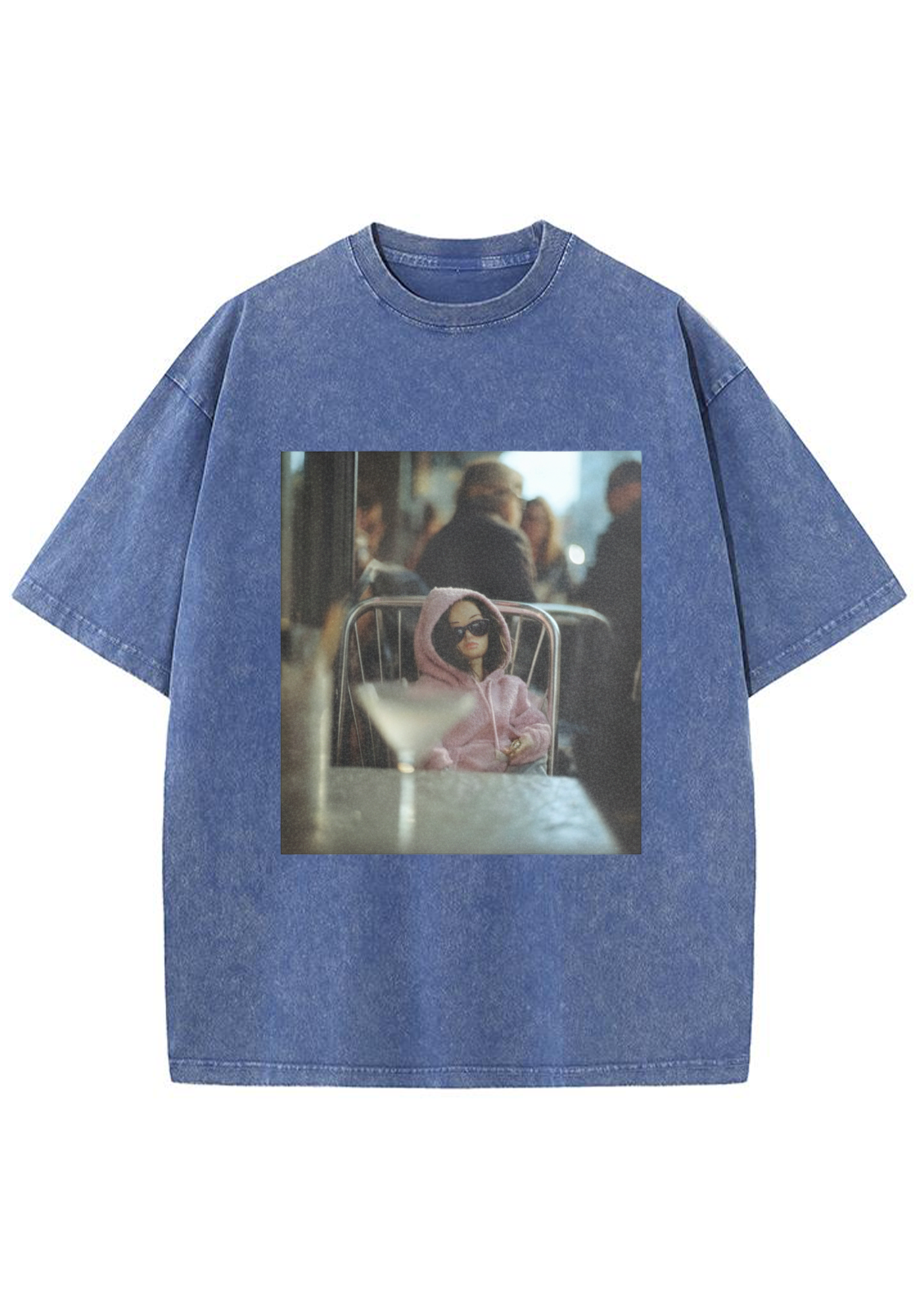 Moody Barbie at the Cafe Washed T-Shirt
