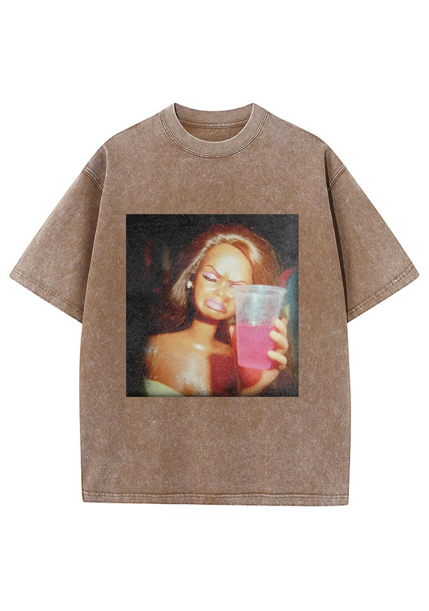 Vintage Drunk Party Barbie Pink Drink Meme Y2K Washed Tee