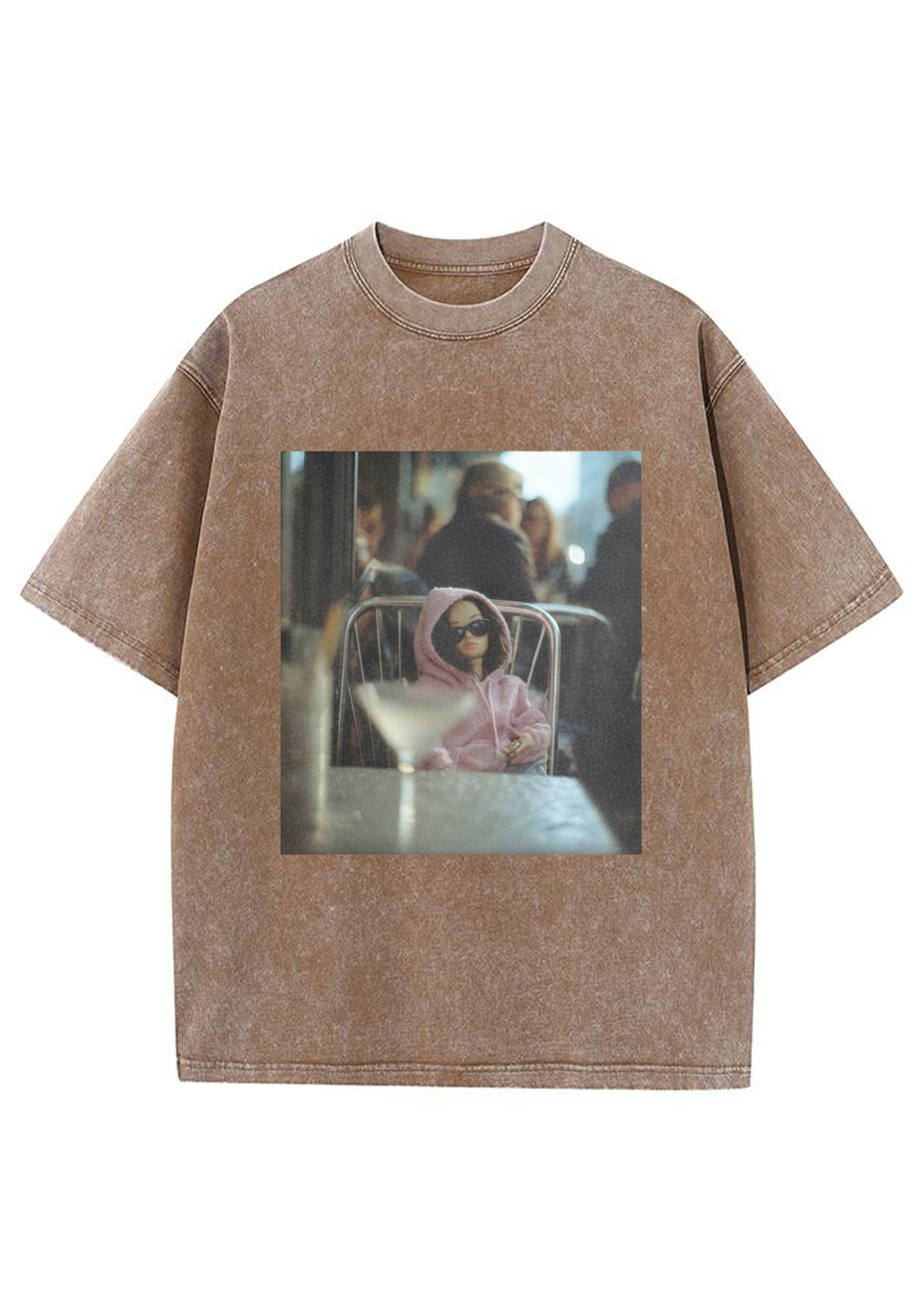 Moody Barbie at the Cafe Washed T-Shirt