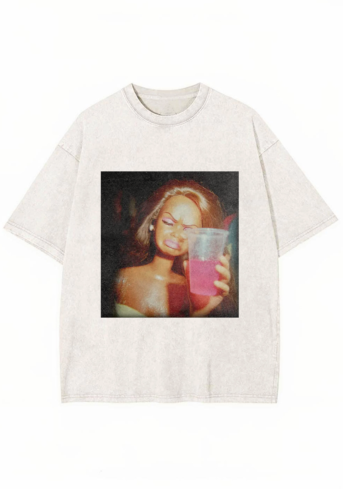 Vintage Drunk Party Barbie Pink Drink Meme Y2K Washed Tee