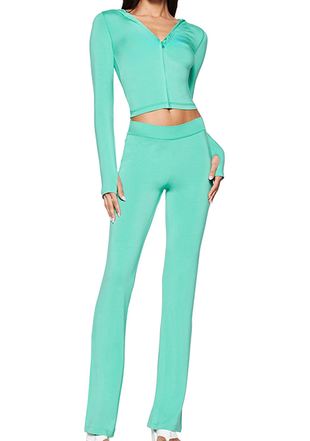 Baddie Style Grey Slim Fit 2 Piece  Y2K Zip Up Tracksuit