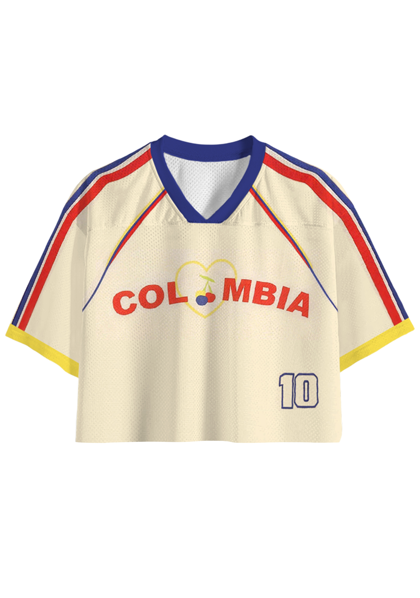 Colombia Cherry Heart #10 Cropped Mesh Jersey Shirt