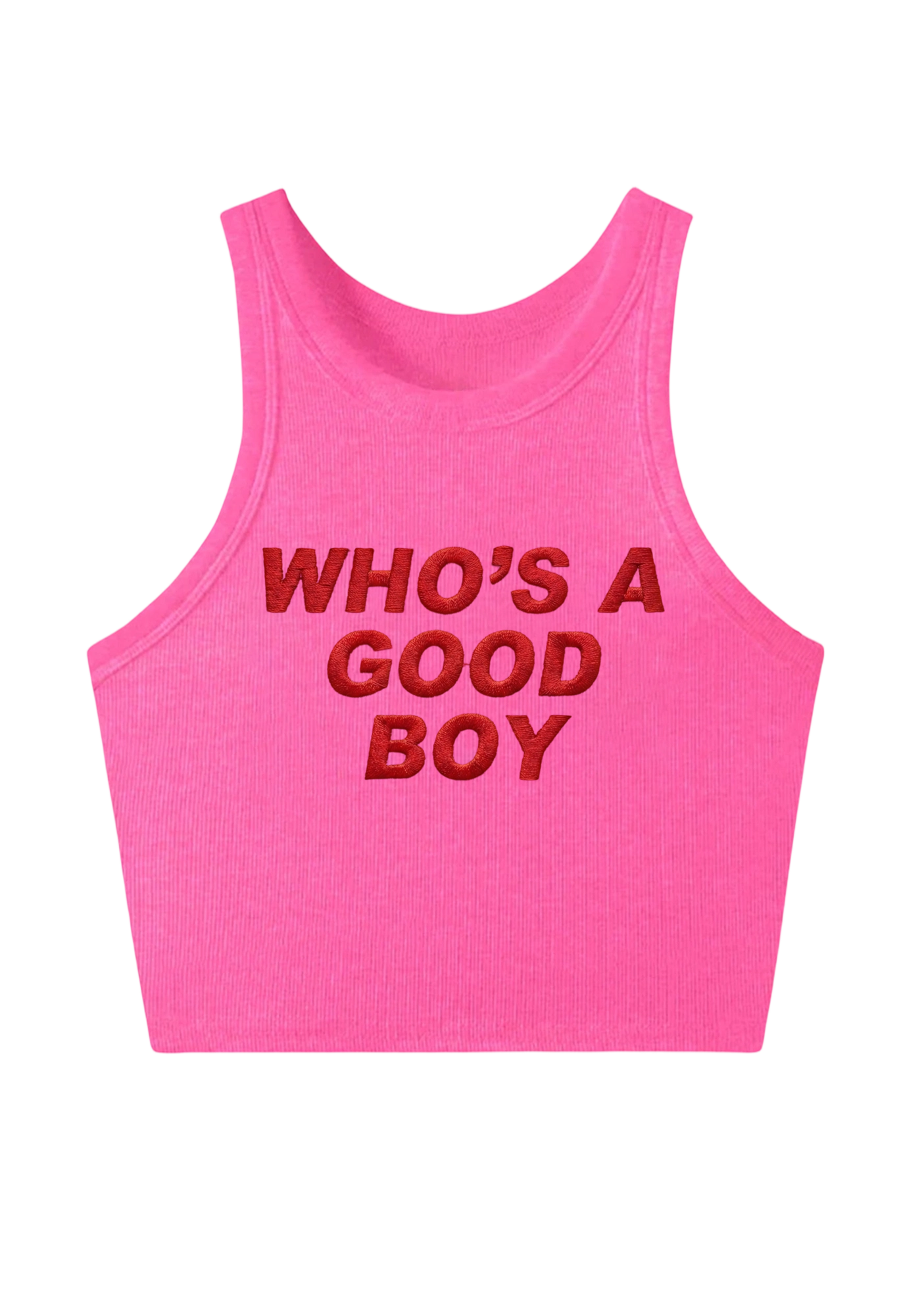 Who's A Good Boy Embroidery Y2K Crop Tank Top