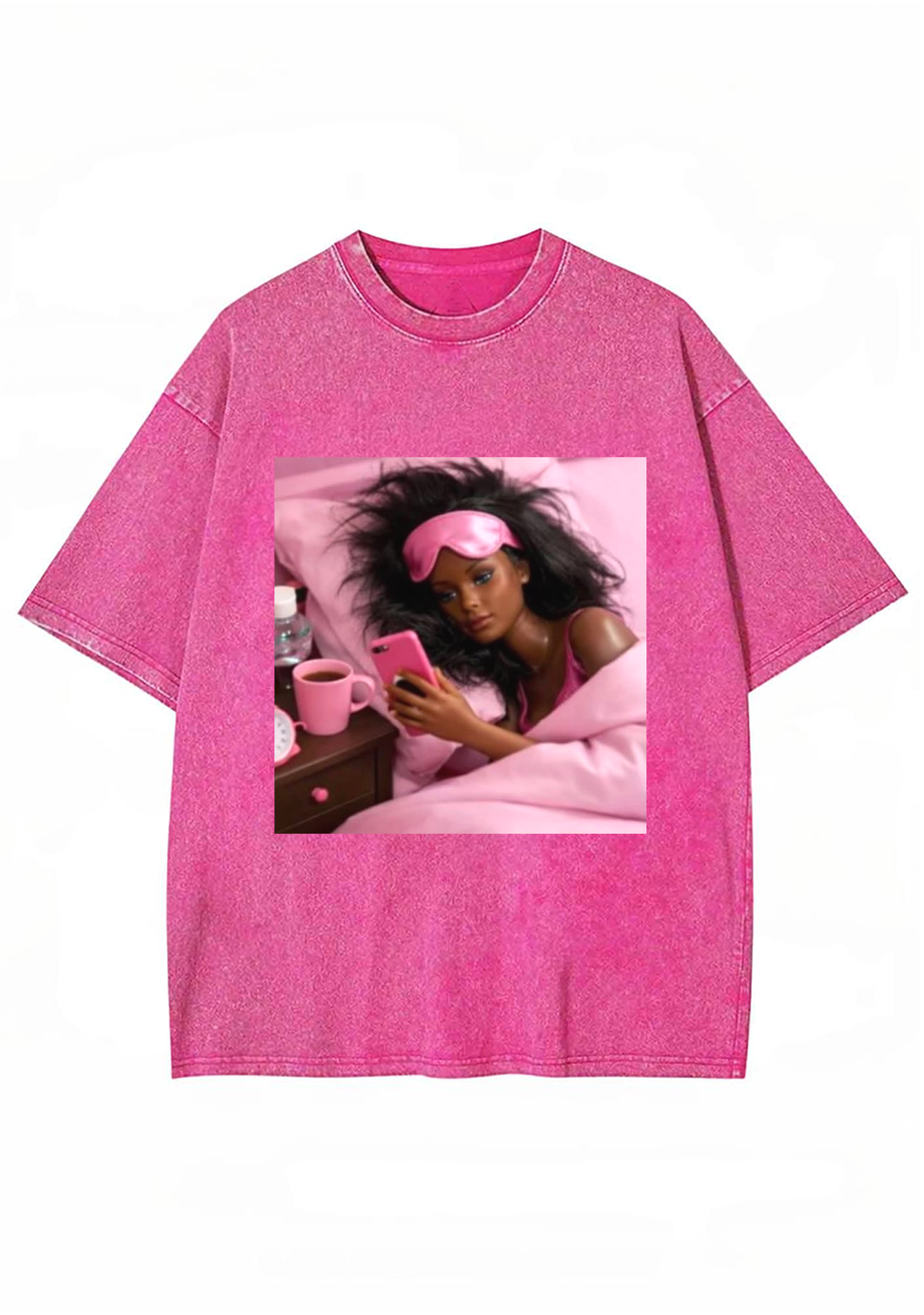 Morning Selfie Barbie Pink Bedroom Aesthetic Y2K Washed Tee
