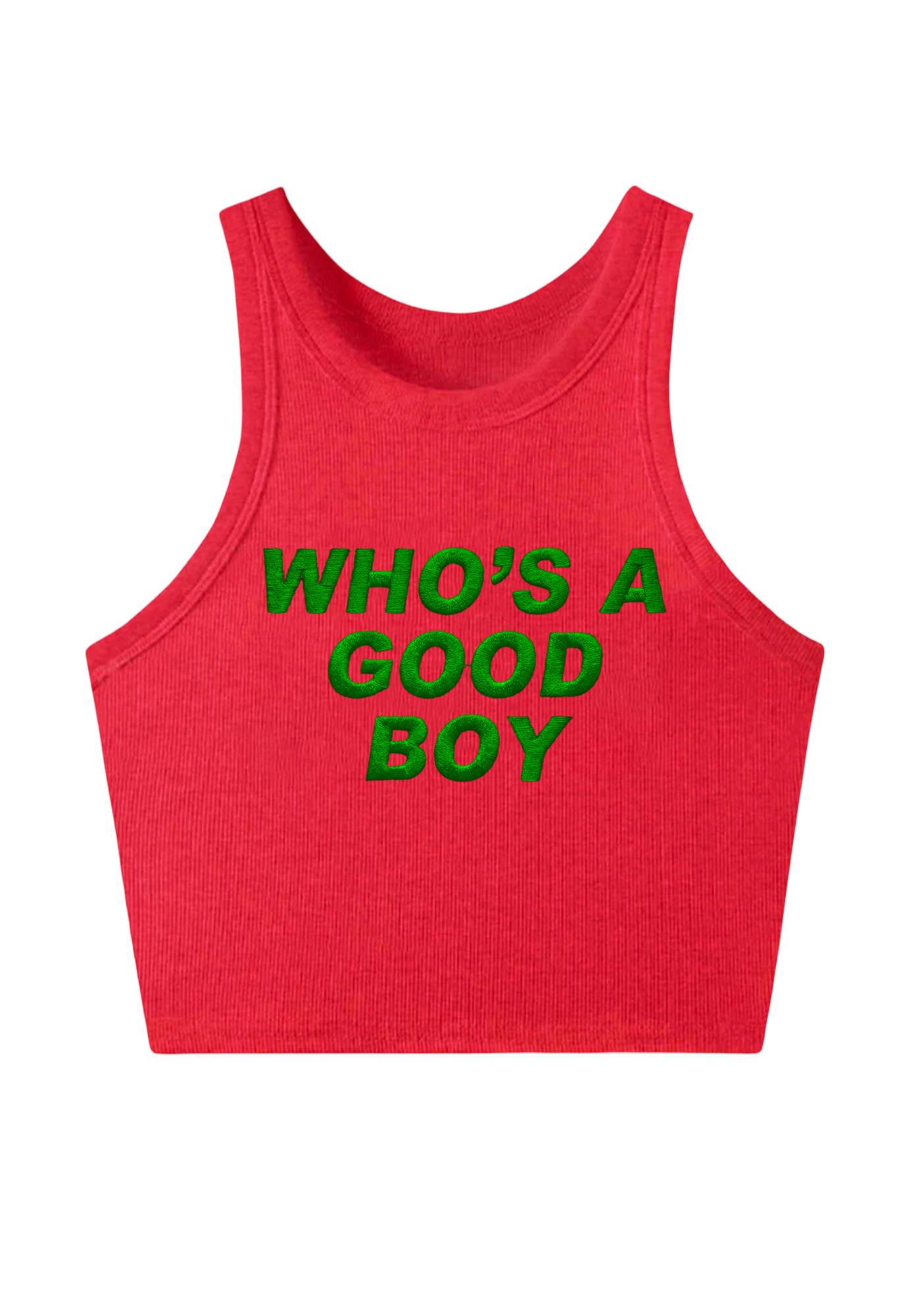 Who's A Good Boy Embroidery Y2K Crop Tank Top