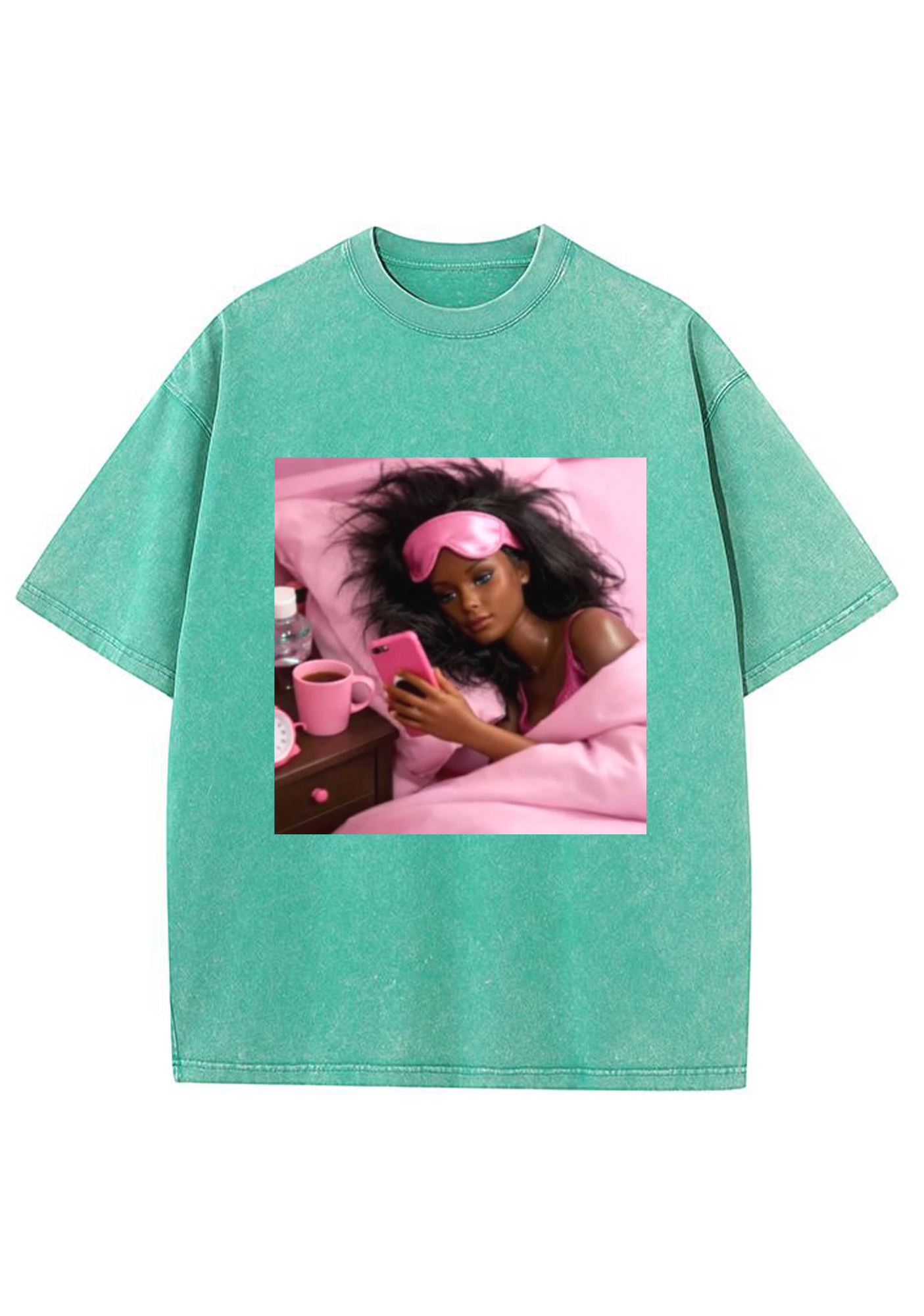 Morning Selfie Barbie Pink Bedroom Aesthetic Y2K Washed Tee