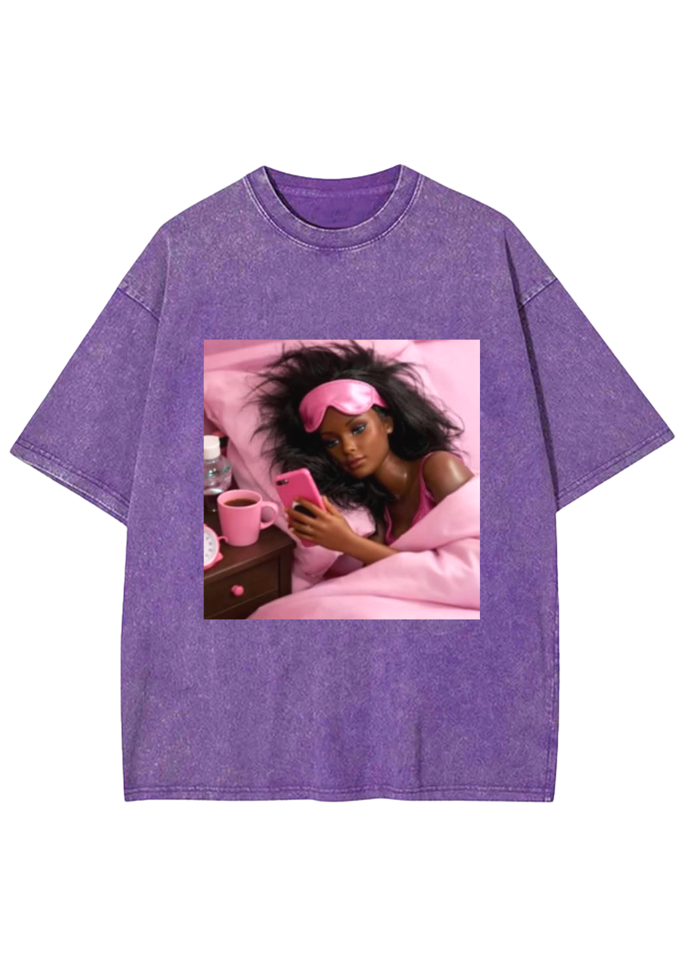 Morning Selfie Barbie Pink Bedroom Aesthetic Y2K Washed Tee