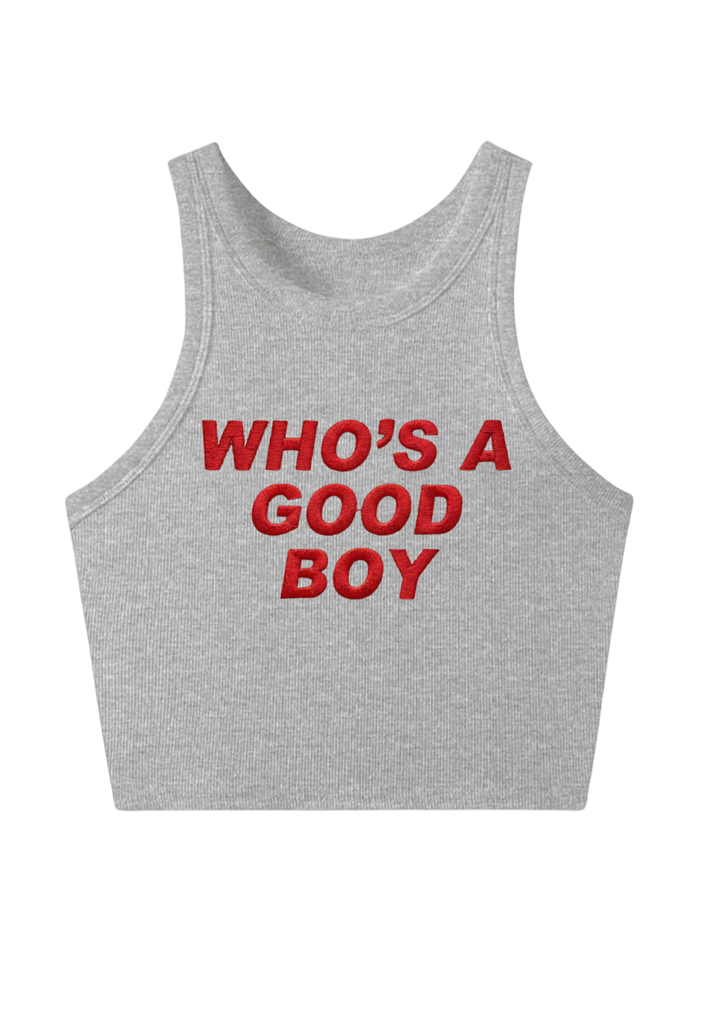 Who's A Good Boy Embroidery Y2K Crop Tank Top
