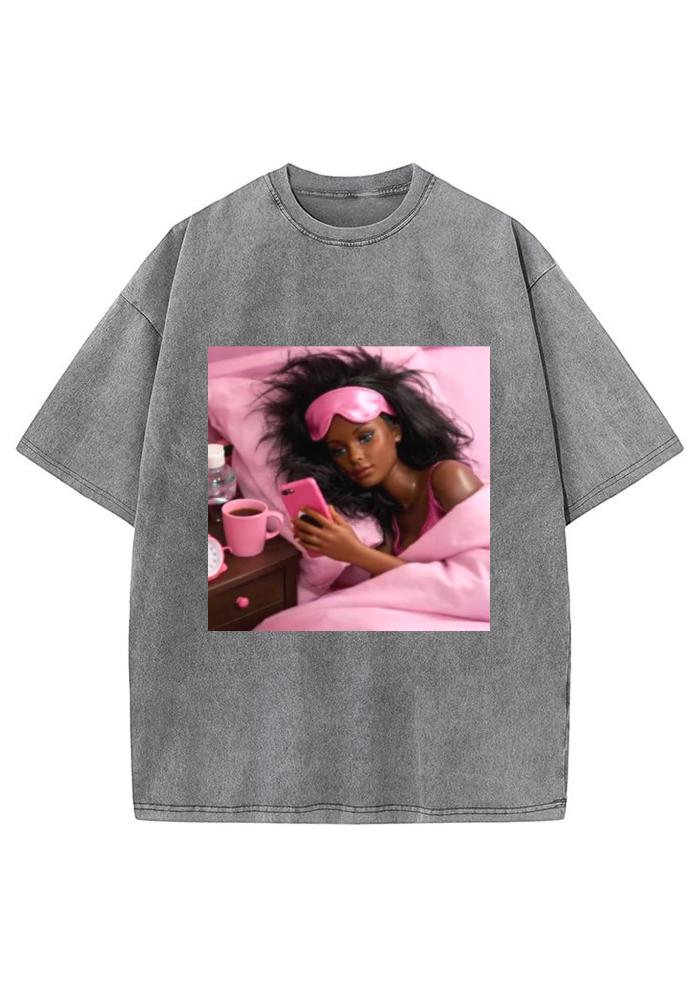 Morning Selfie Barbie Pink Bedroom Aesthetic Y2K Washed Tee