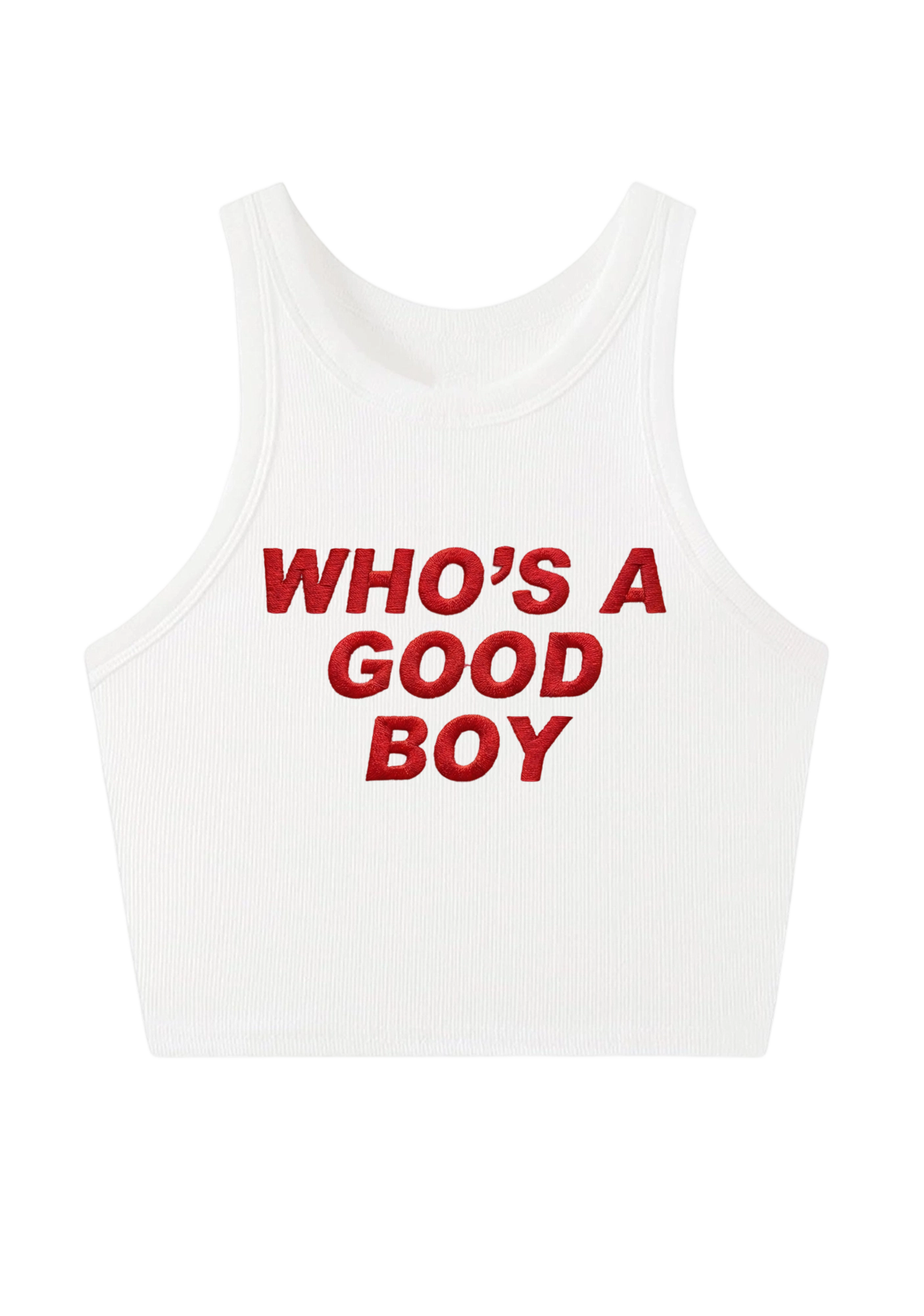 Who's A Good Boy Embroidery Y2K Crop Tank Top