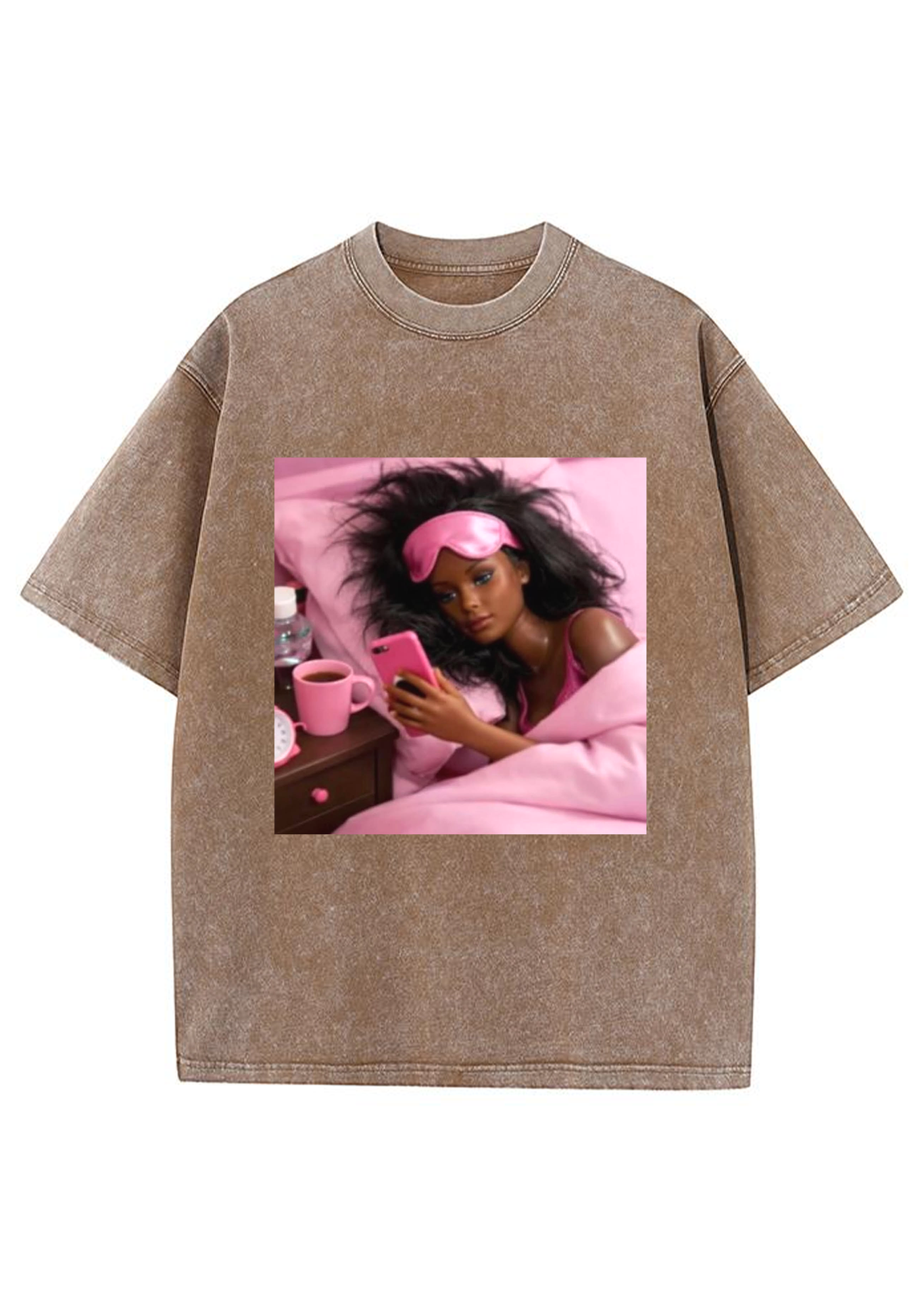 Morning Selfie Barbie Pink Bedroom Aesthetic Y2K Washed Tee