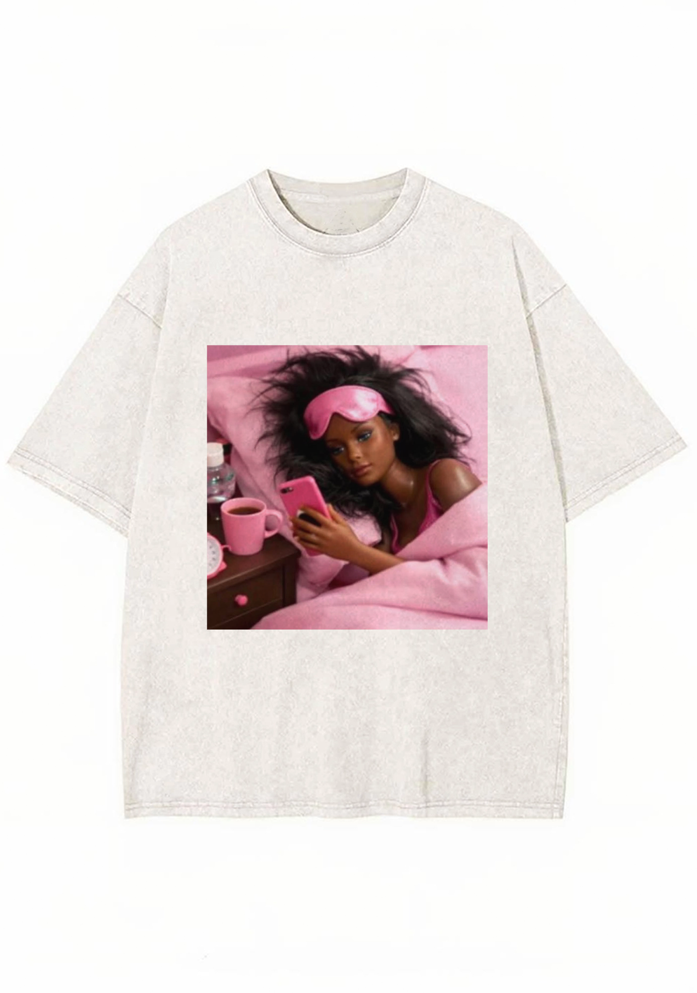 Morning Selfie Barbie Pink Bedroom Aesthetic Y2K Washed Tee