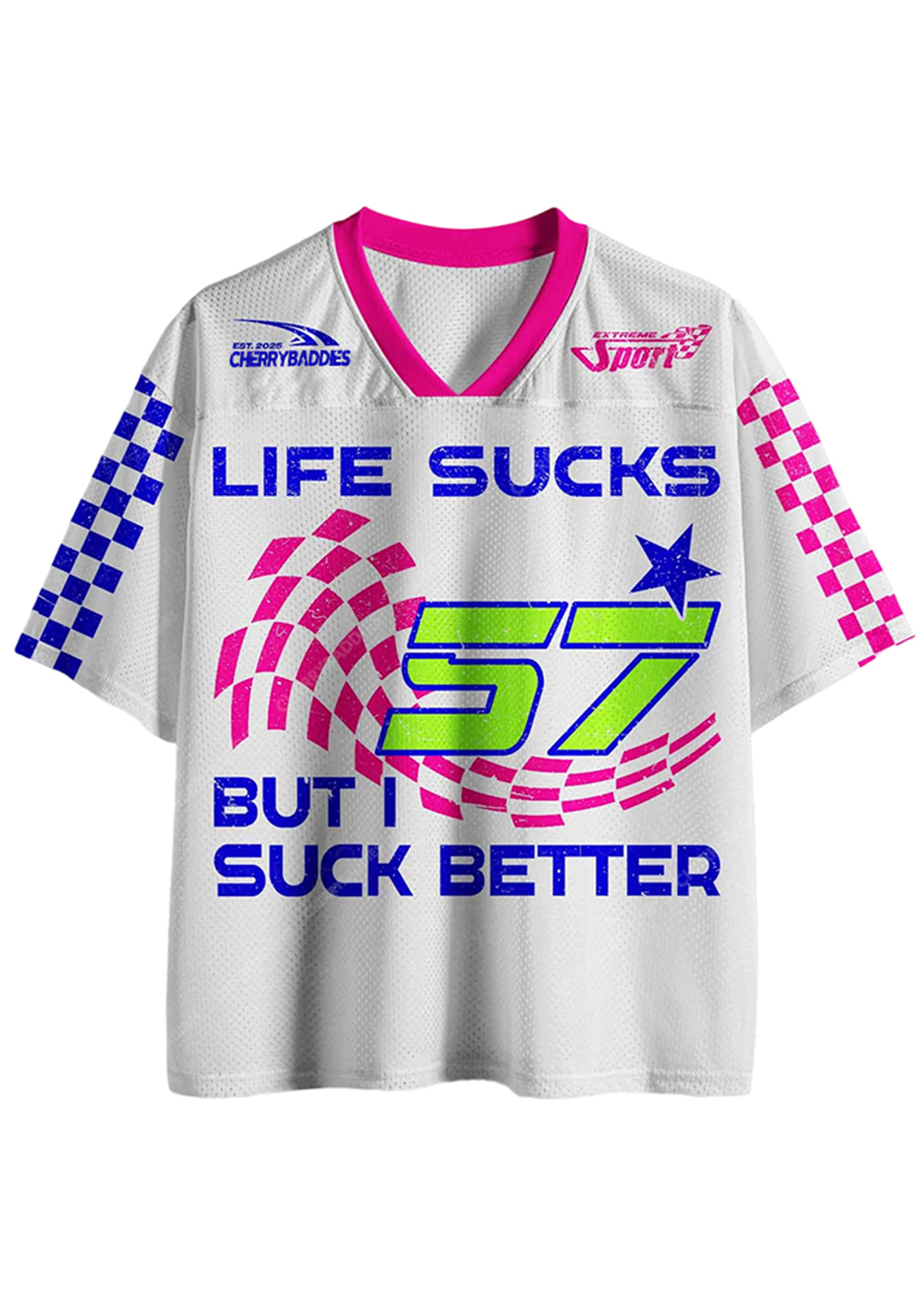 Life Sucks Y2K Crop Sport Jersey Shirts