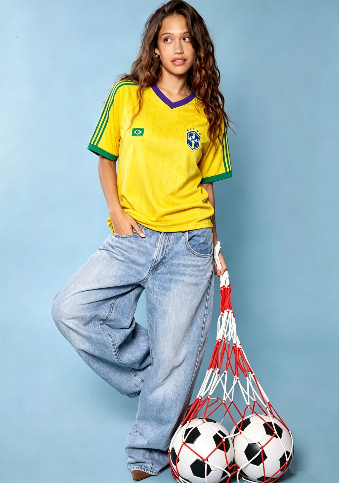 Retro Brazil National Team Yellow Striped Y2K Jersey Shirts