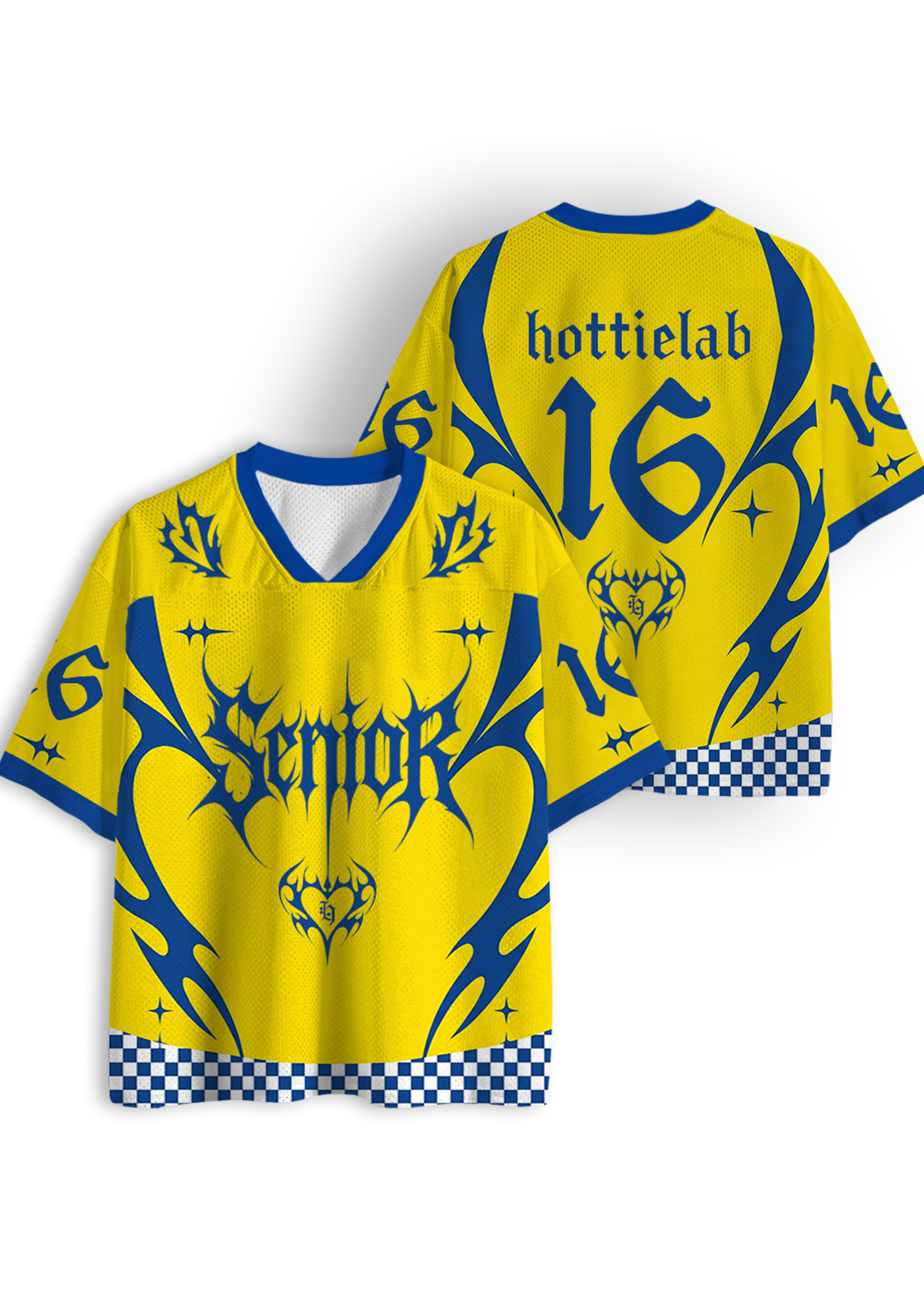 Y2K Senior Graduation Tribal Checkerboard Y2K Jersey Shirts