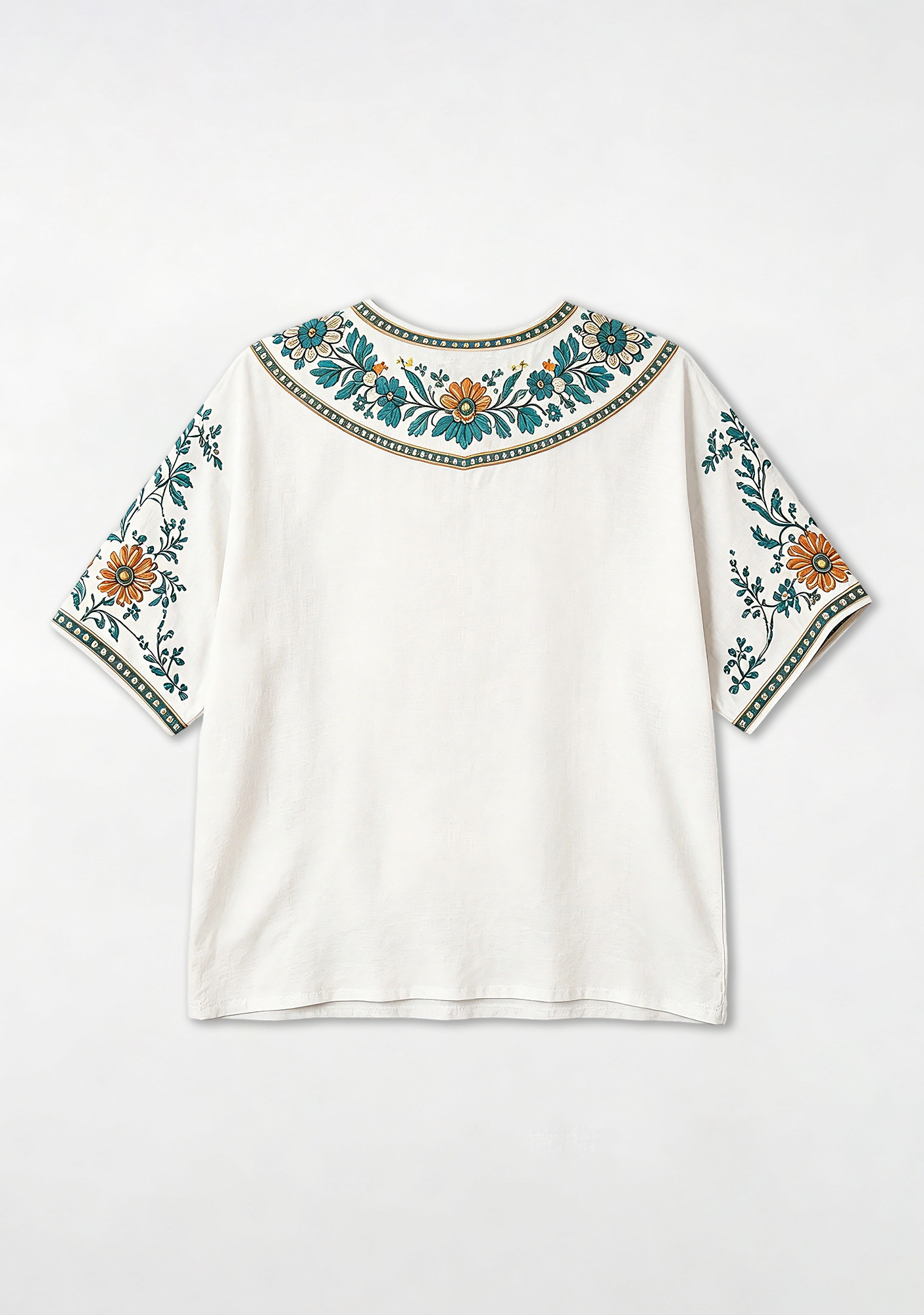 Boho Teal Floral Miami Dolphins V-Neck Blouse