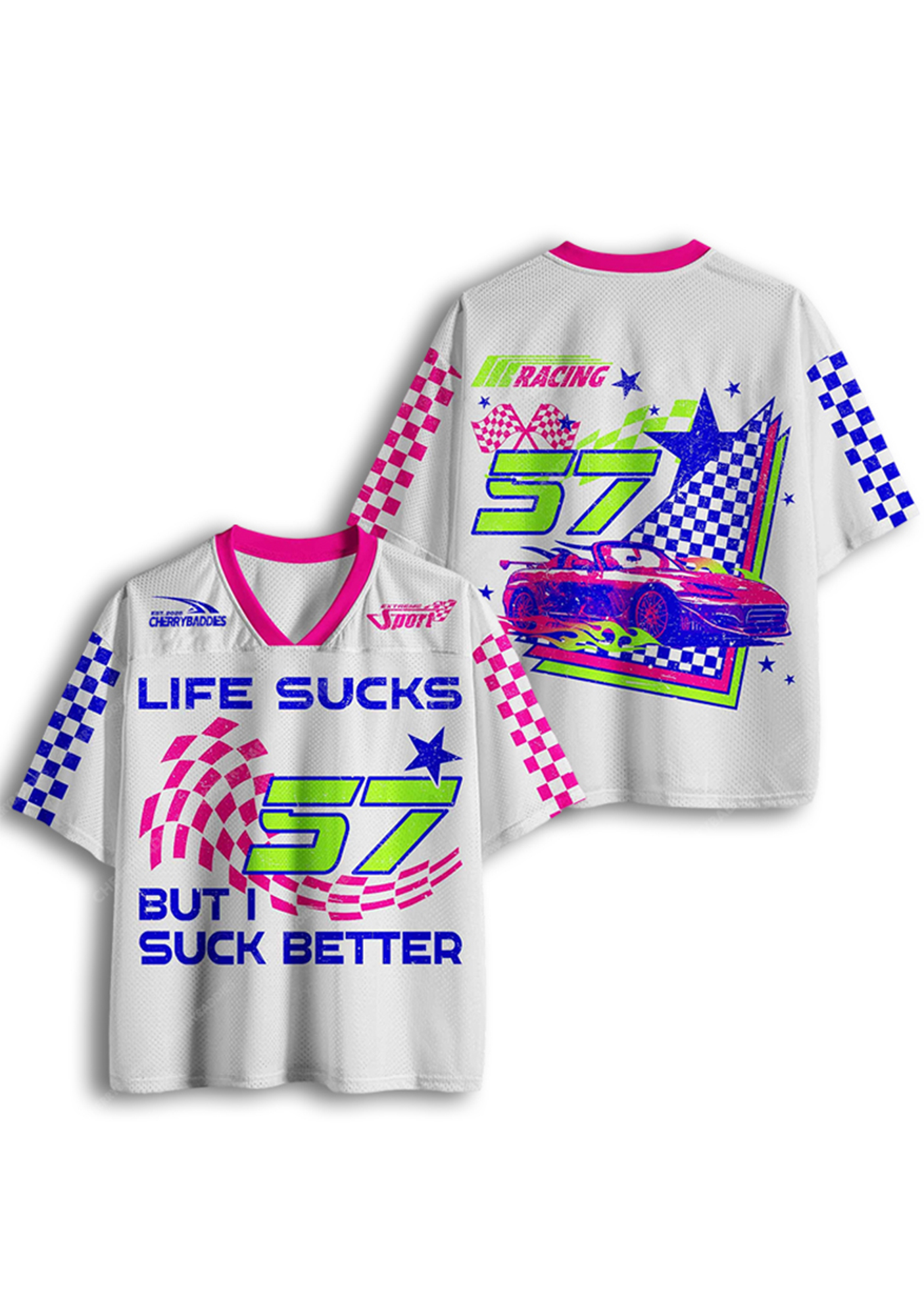 Life Sucks Y2K Crop Sport Jersey Shirts