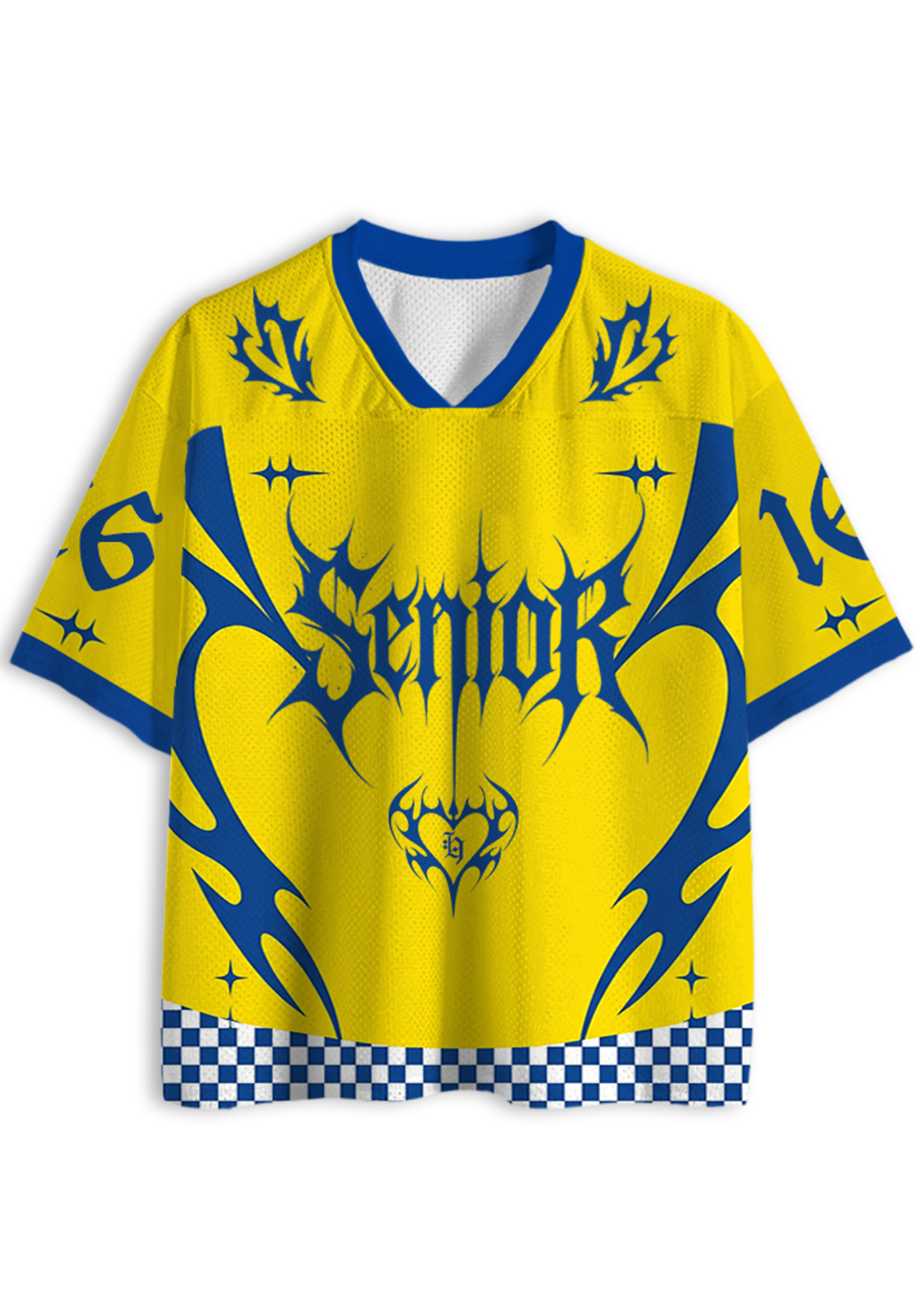 Y2K Senior Graduation Tribal Checkerboard Y2K Jersey Shirts